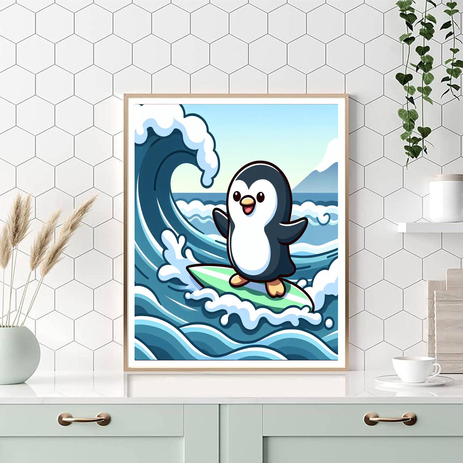 Surfing Penguin Adventure DIY Paint By Numbers