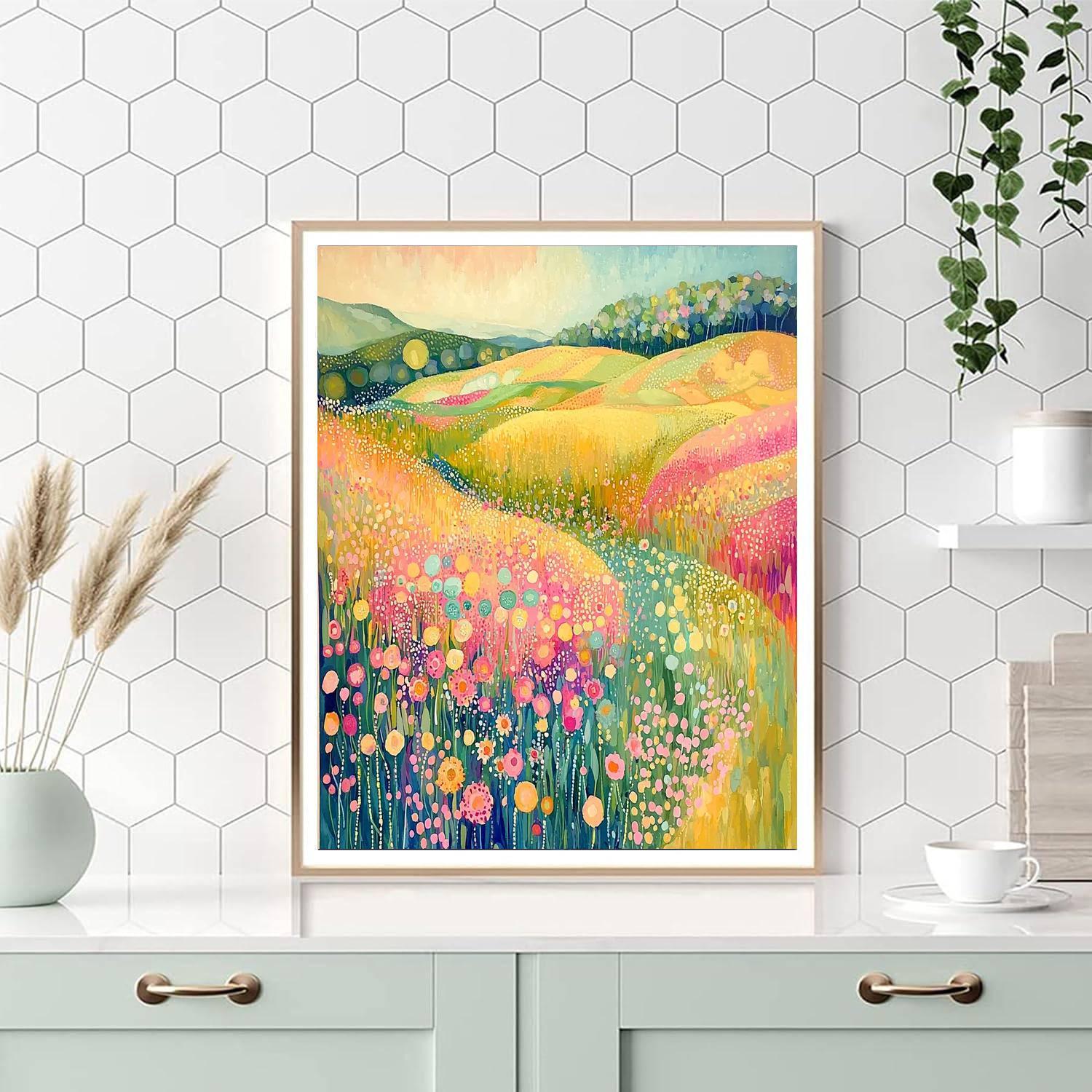 Georges Seurat Inspired Vibrant Meadow  Paint By Numbers Art