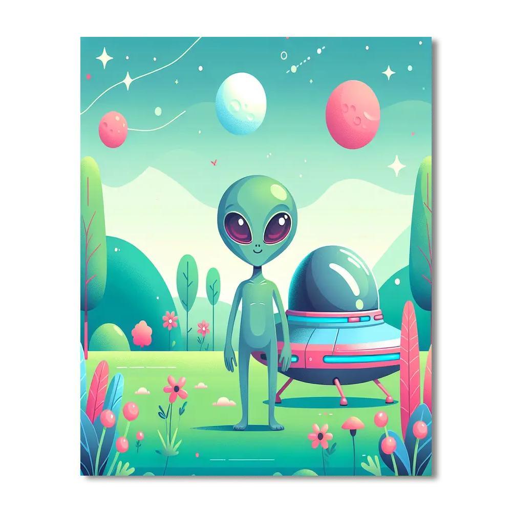 Friendly Alien's Visit Paint By Number