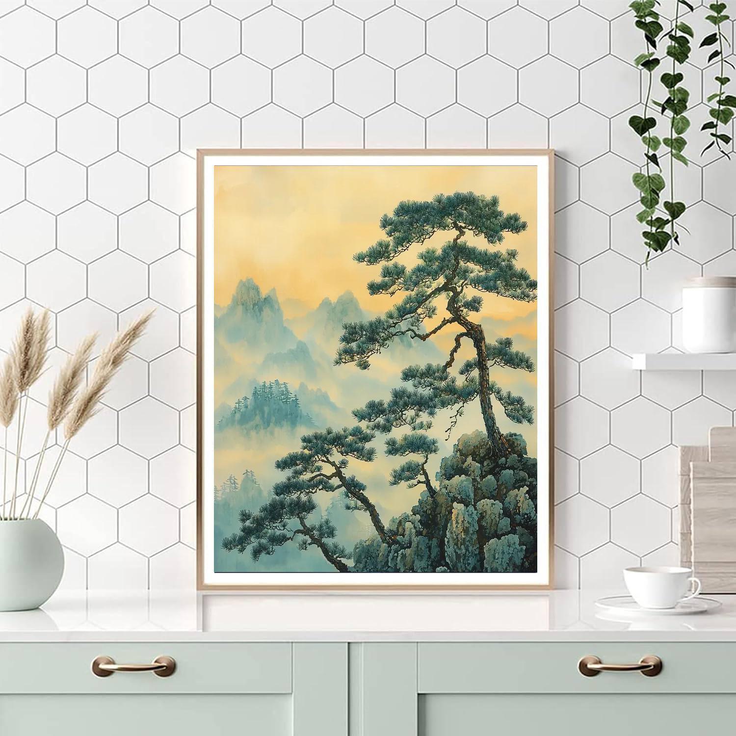 Zhao Mengfu Inspired Harmony Of Silent Pines  Paint By Color