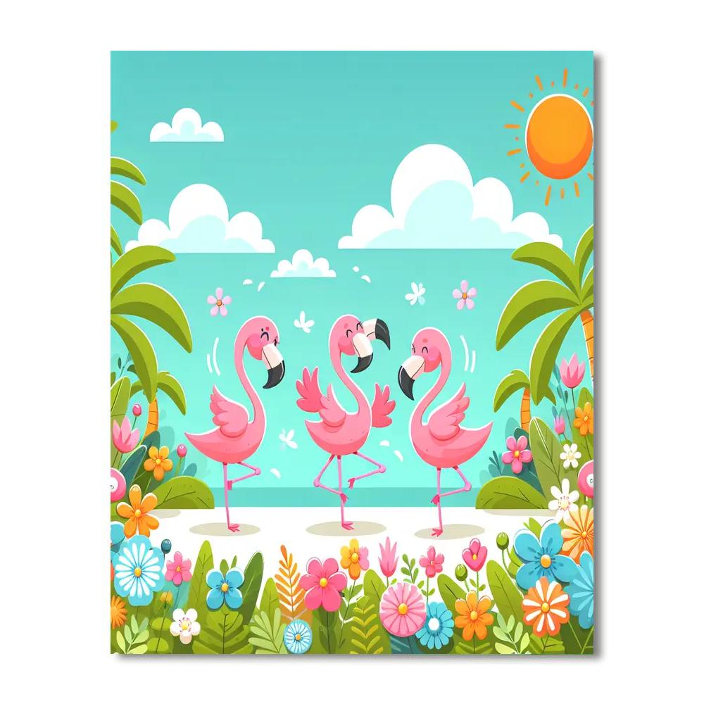 Frolicking Flamingo Fiesta Numbered Painting Kits
