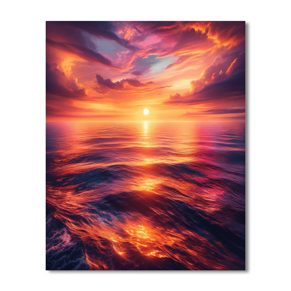 Sunset Symphony Over the Ocean - DIY Painting By Numbers Kit