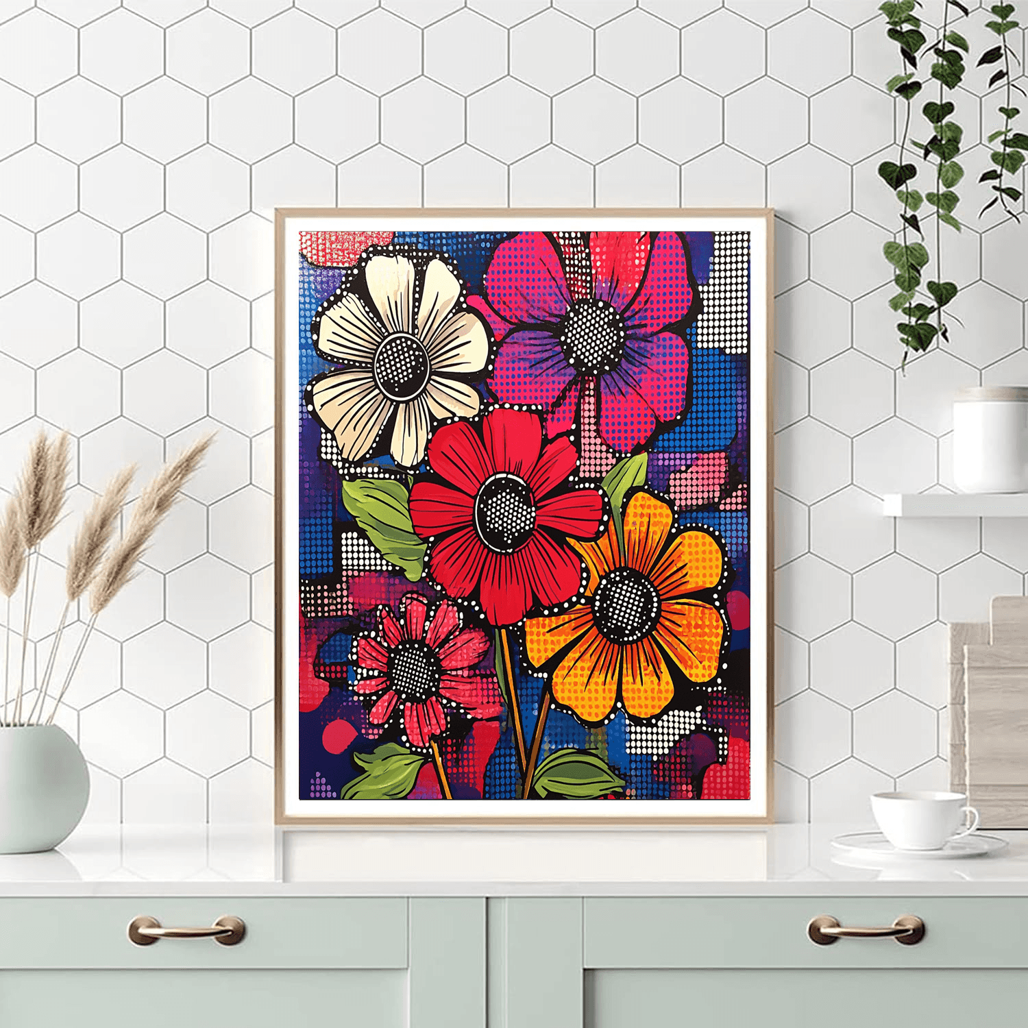 Roy Lichtenstein Inspired Modern Floral Collage  Paint By Numbers Kits