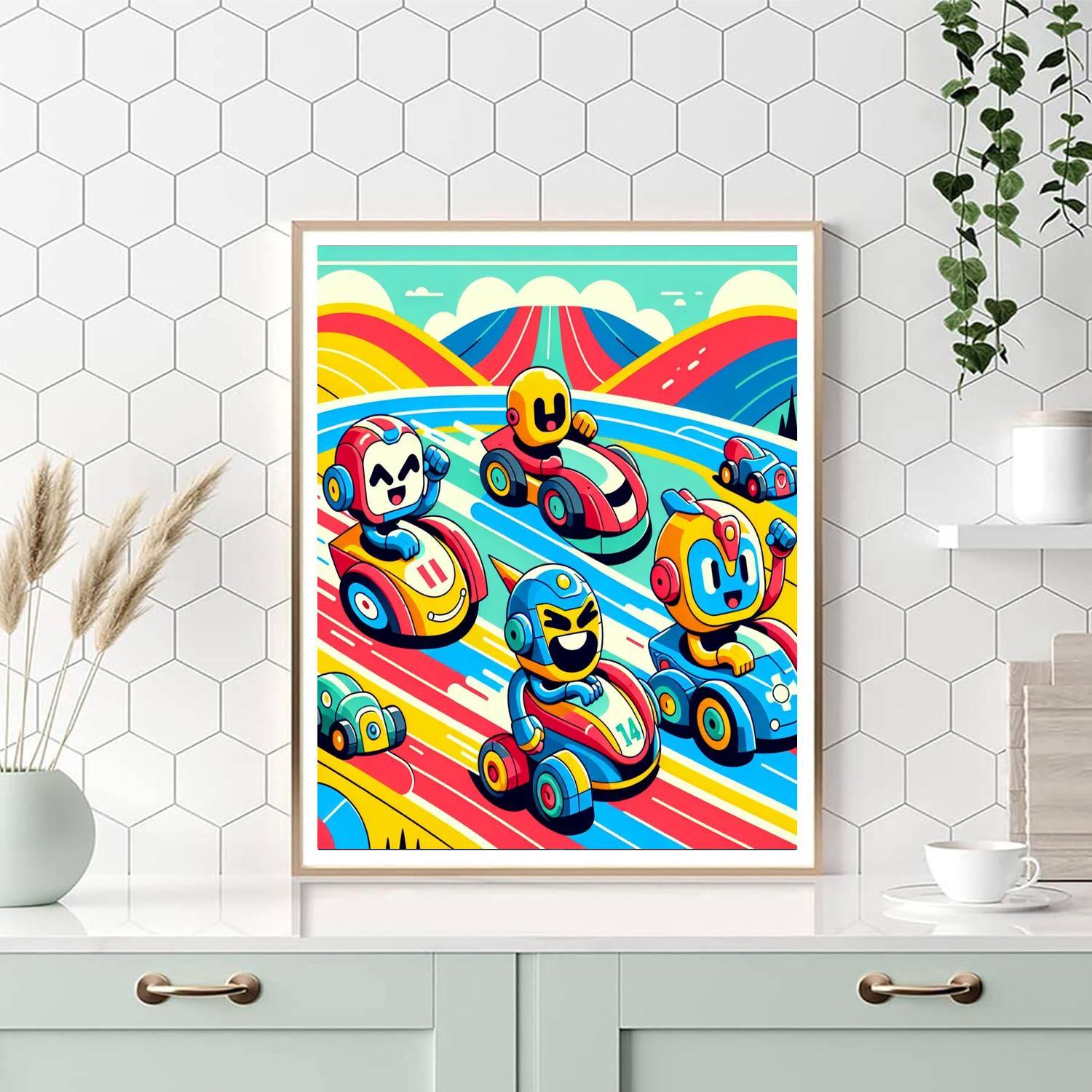 Adventurous Robot Racers Paint By Numbers Kits