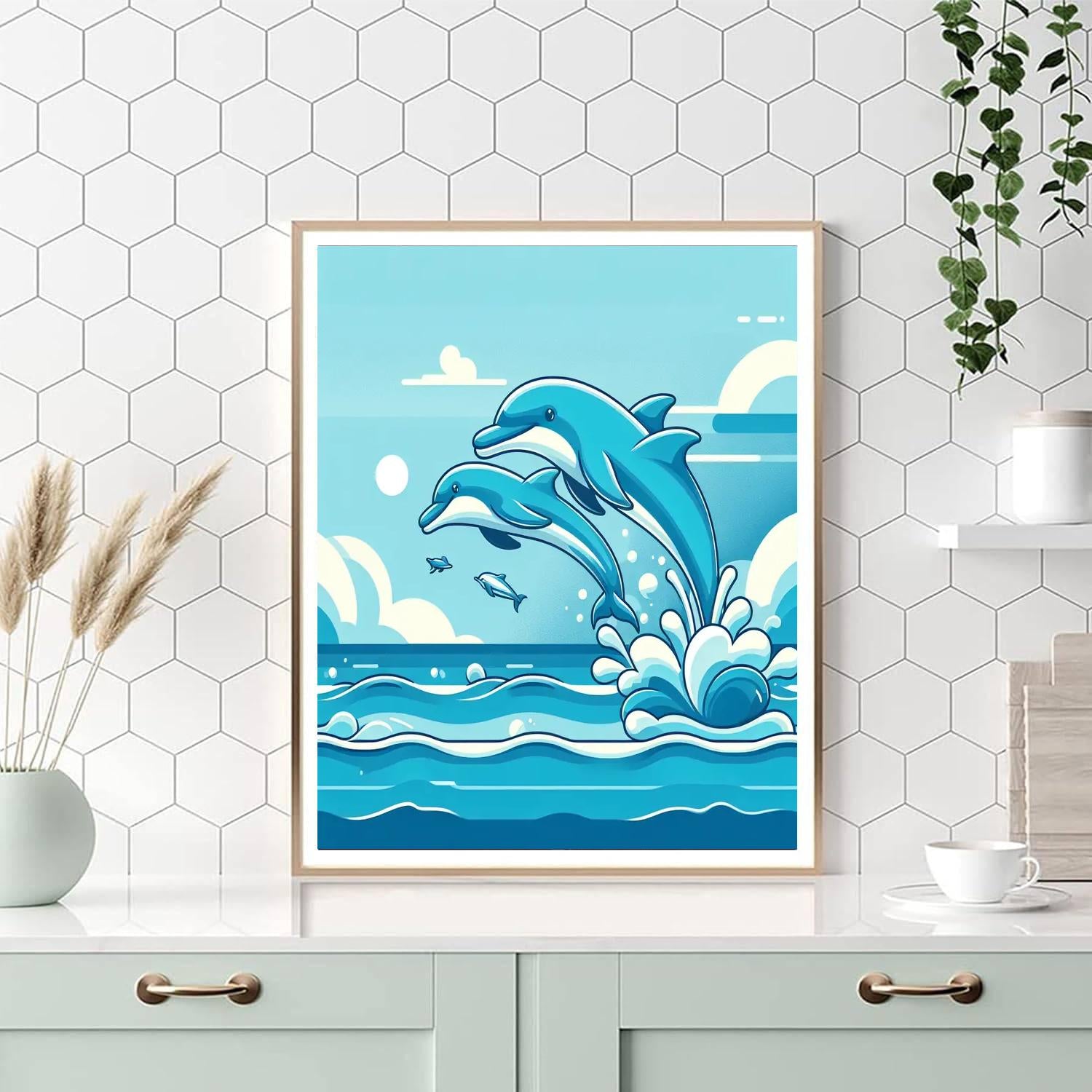 Splashing Dolphins Paint By Numbers Kits