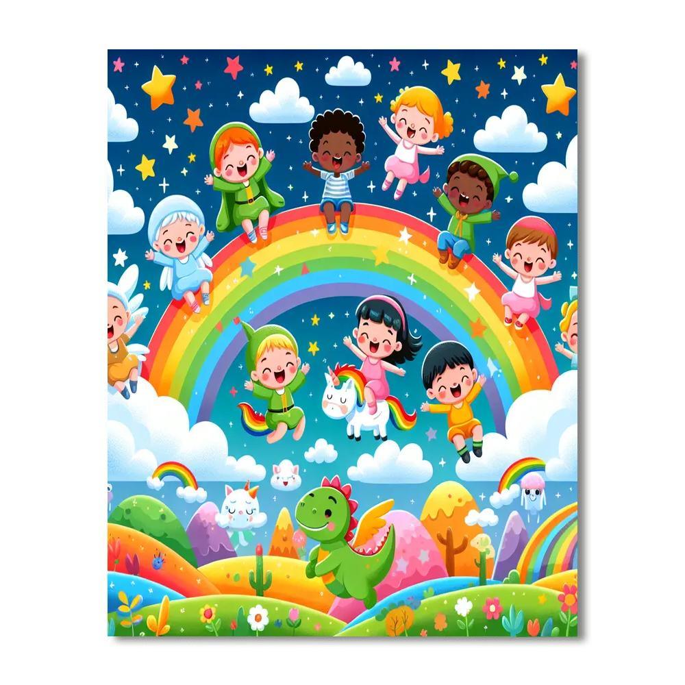 Rainbow Adventures In The Sky Paint By Numbers Art