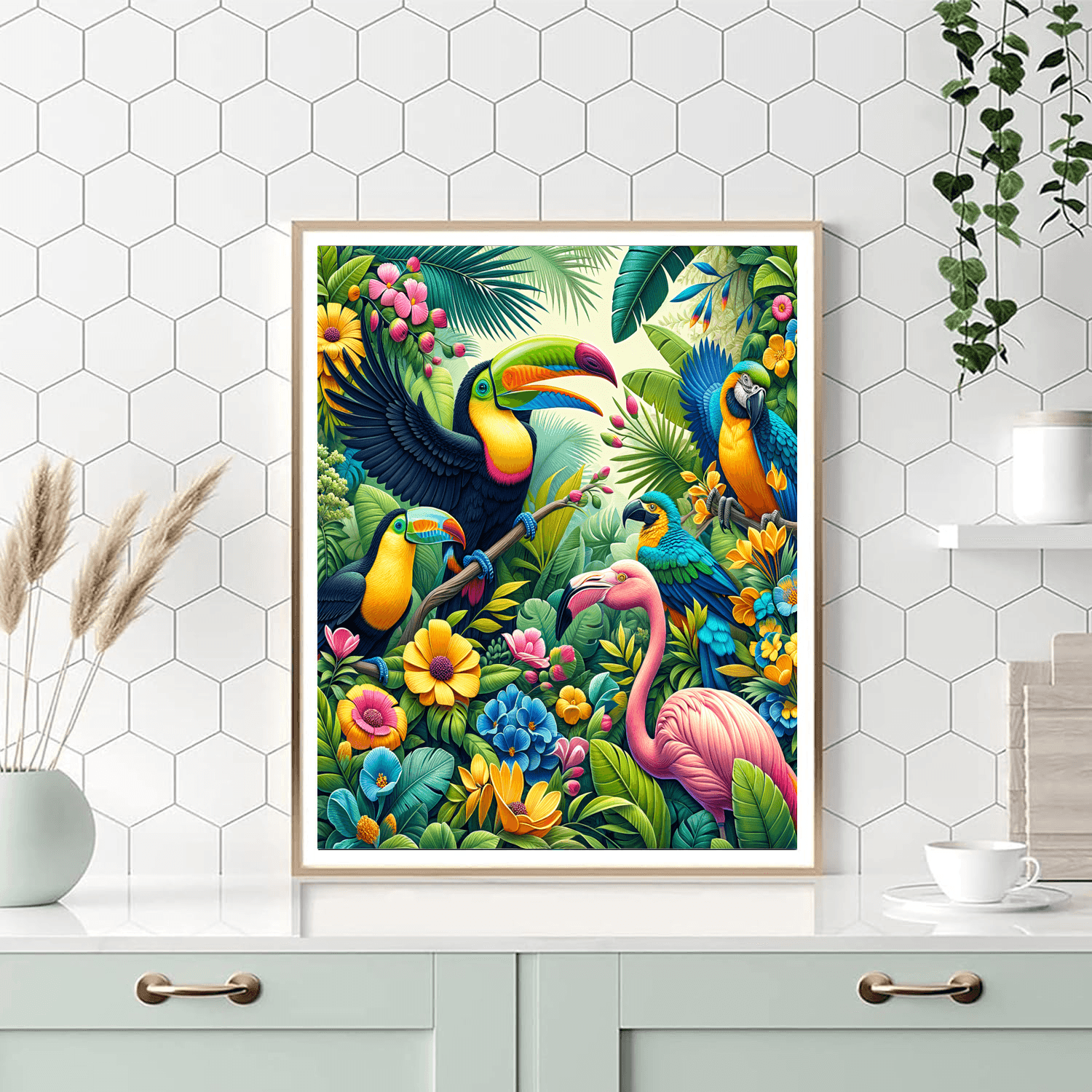 Vivid Tropical Birds Numbered Painting Kits