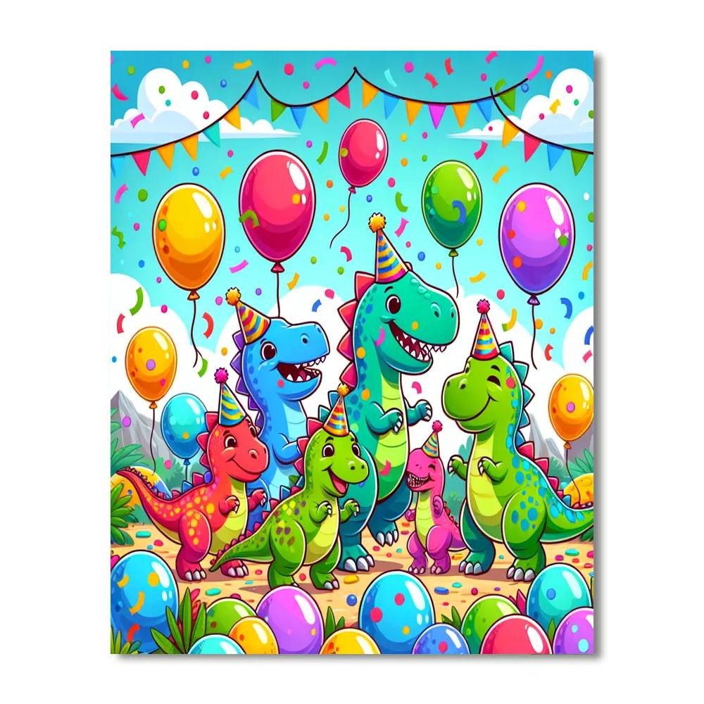 Dazzling Dinosaur Dance Painting By Numbers Kit