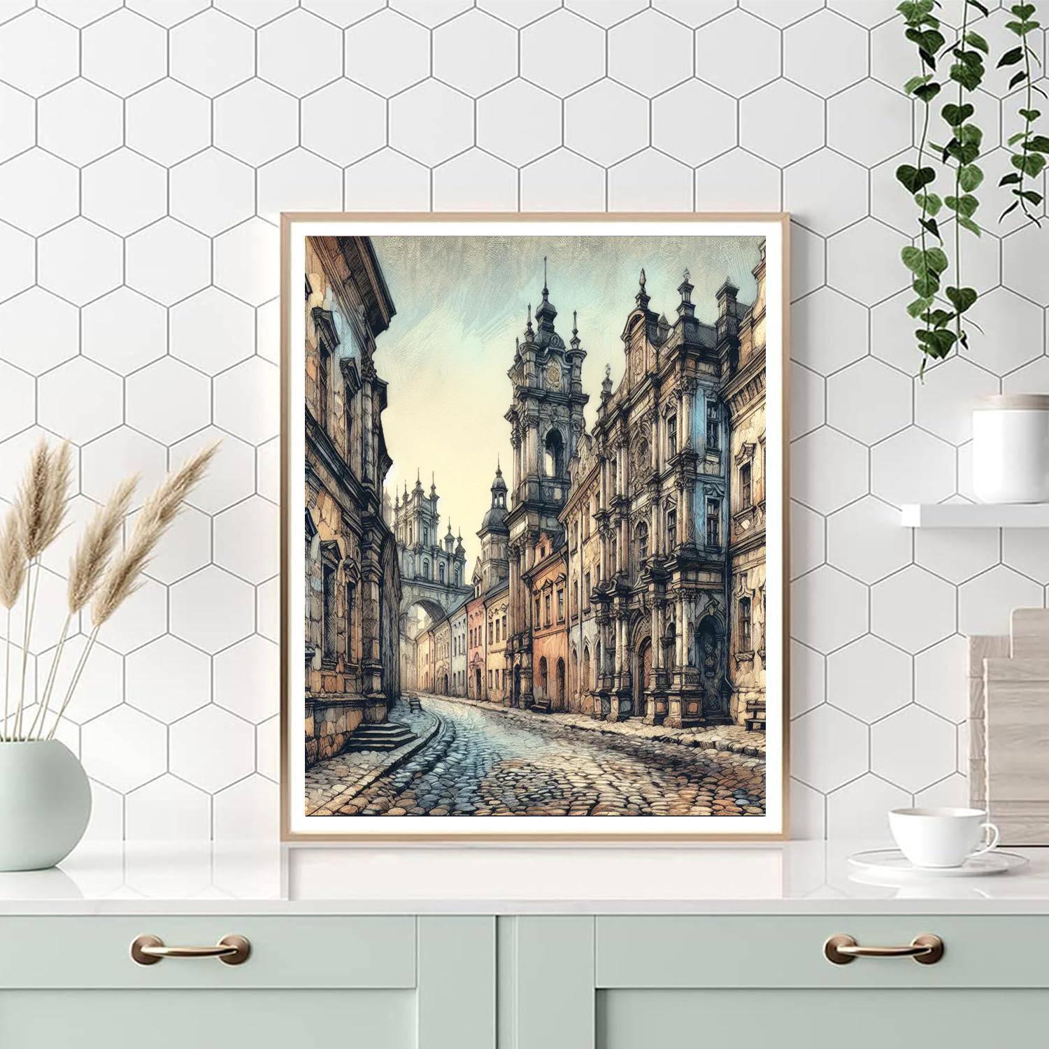 Historic Old Town Charm DIY Paint By Numbers