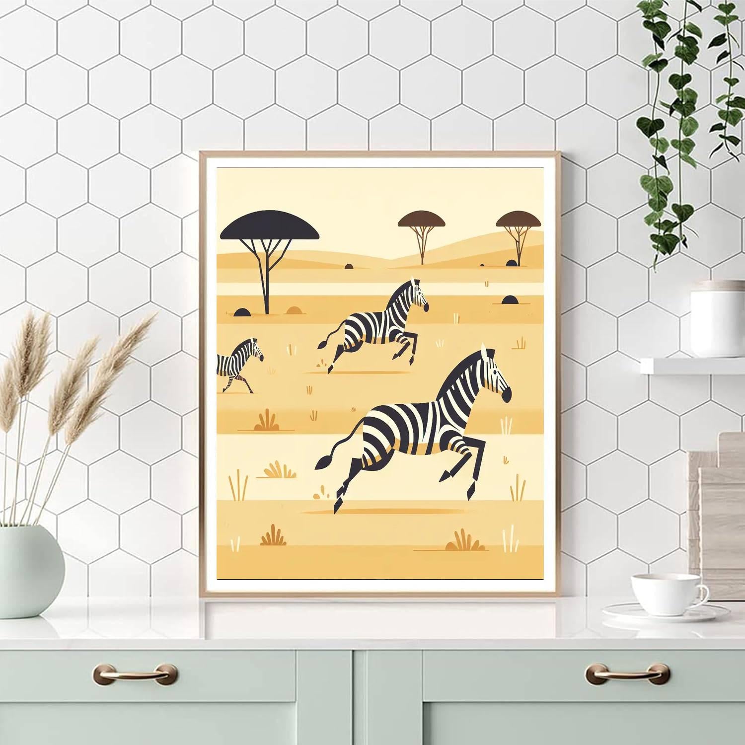 Artistic Zebra Gallop Number Painting