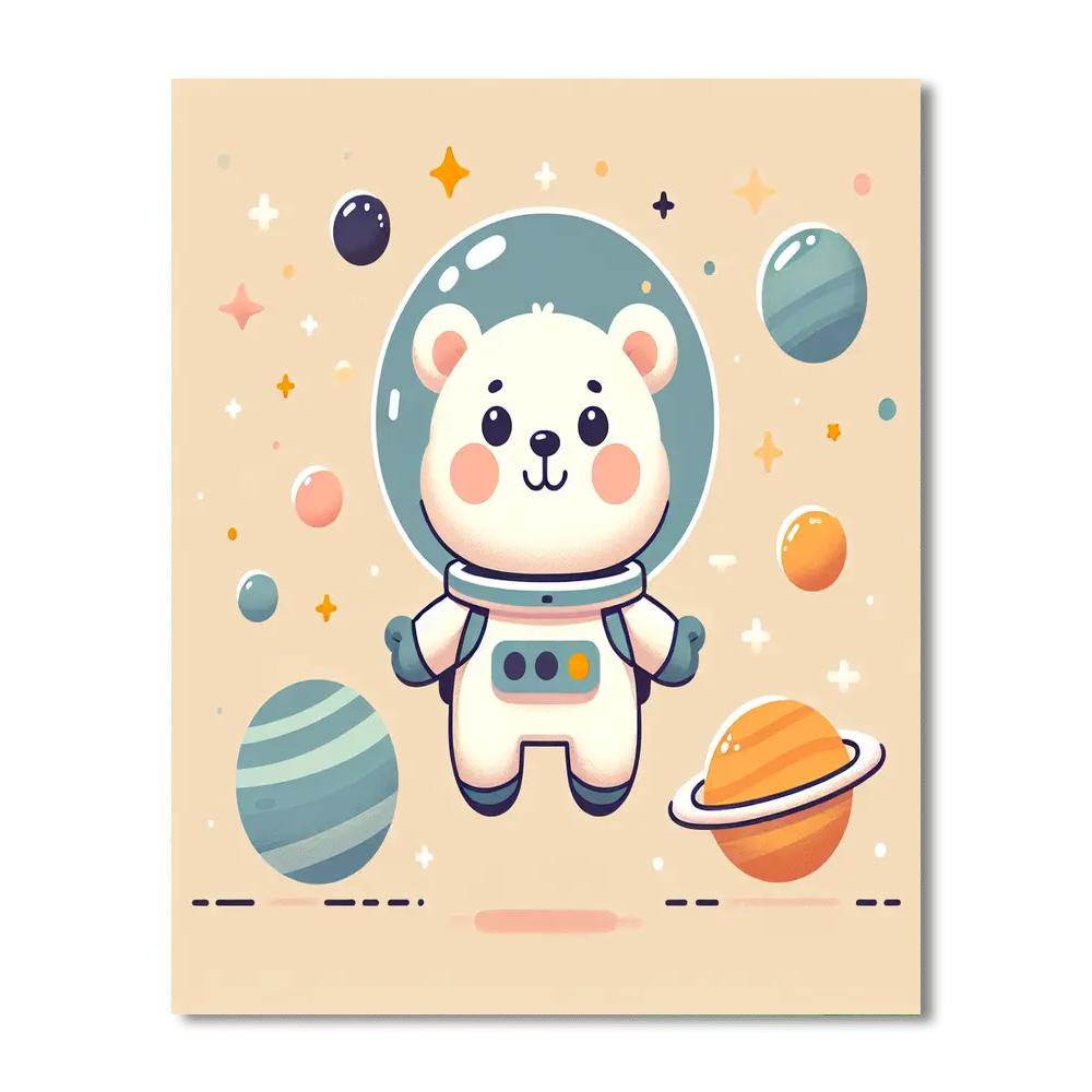 Explorative Astronaut Bear Paint By Numbers Art