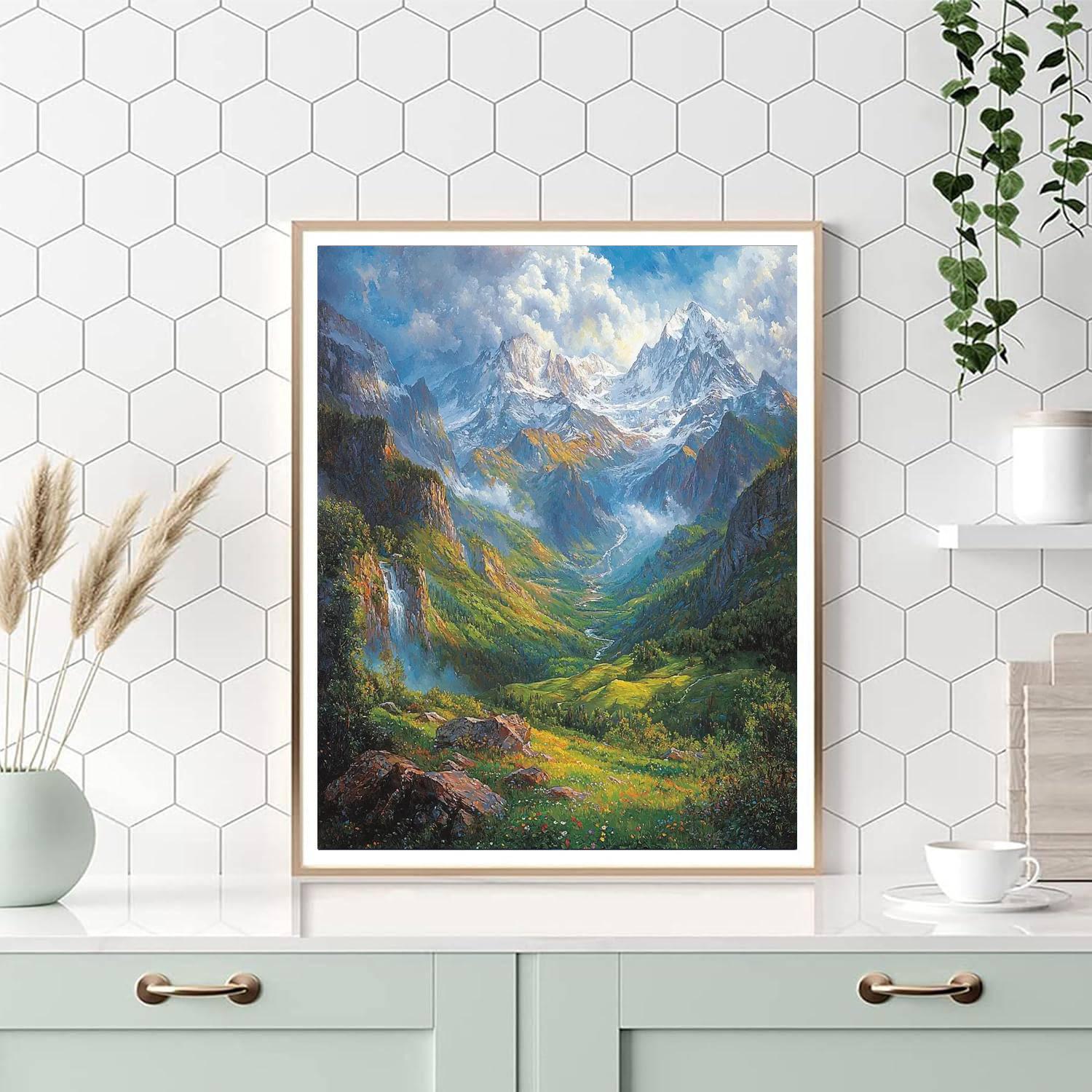 Albert Bierstadt Inspired Grand Mountain Range  Paint By Numbers
