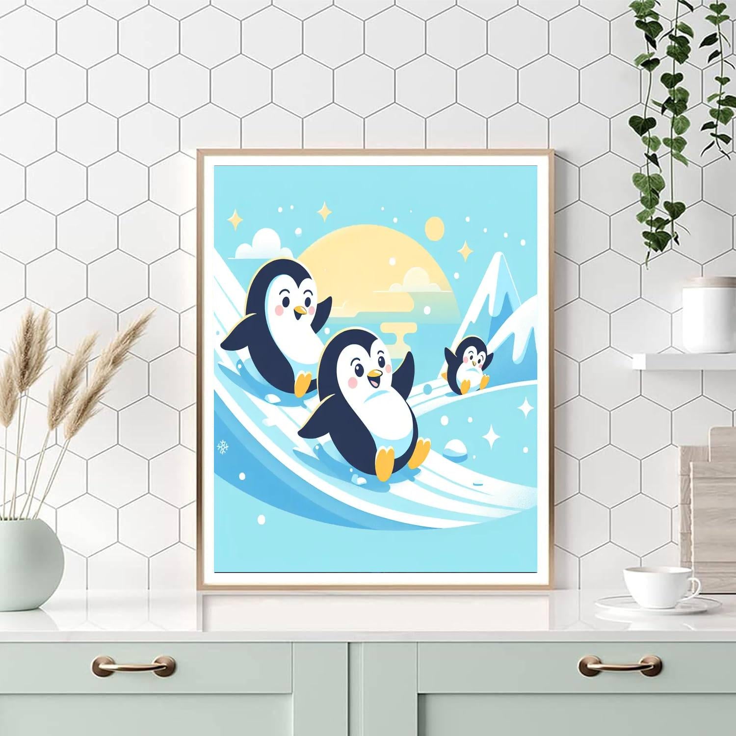 Frosty Penguin Playtime Paint By Number