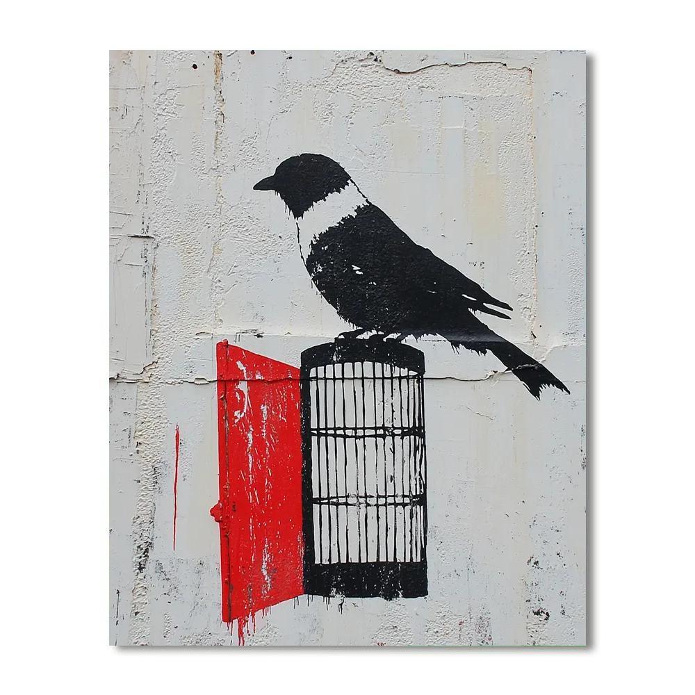 Banksy Inspired Fragile Freedom  Paint By Color