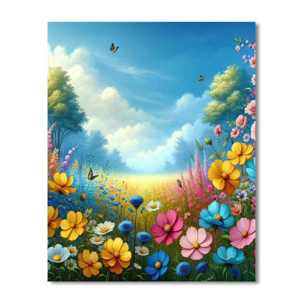 Colorful Spring Meadow Paint By Numbers Kits