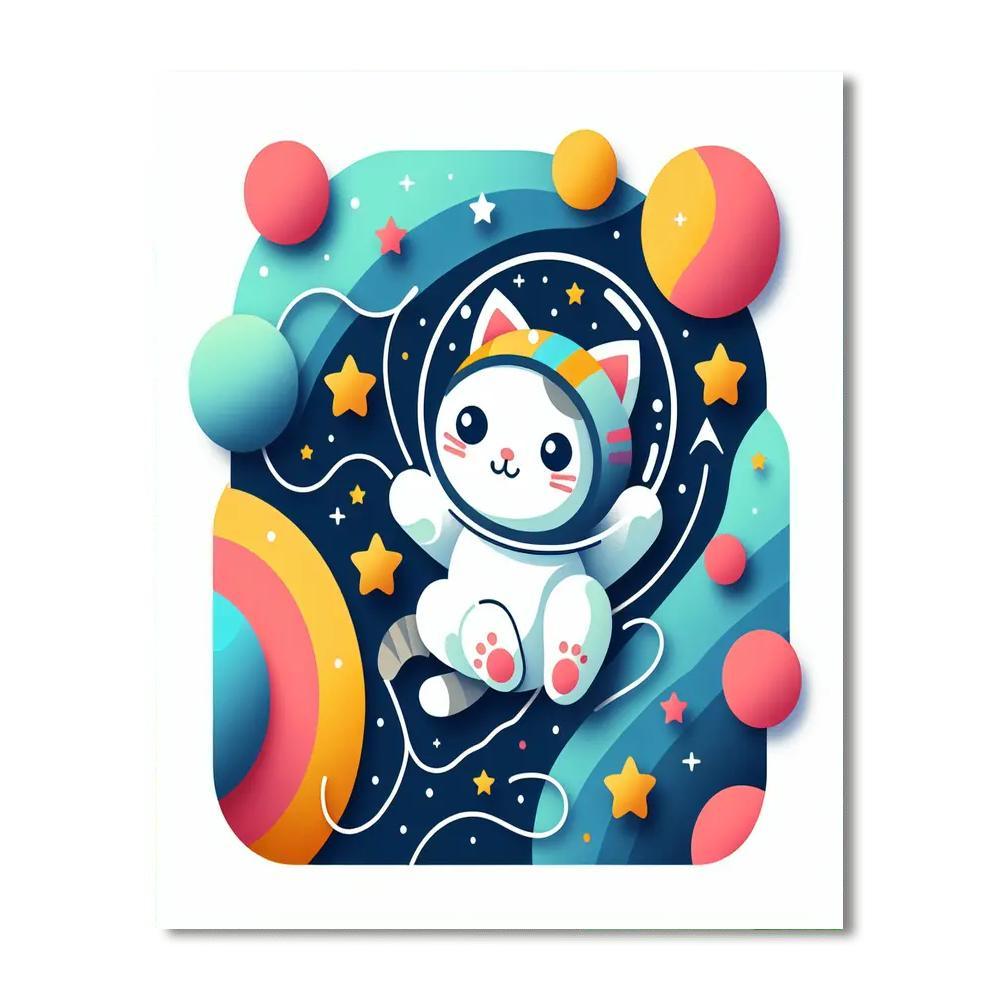 Brave Astronaut Kitty Painting By Numbers Kit