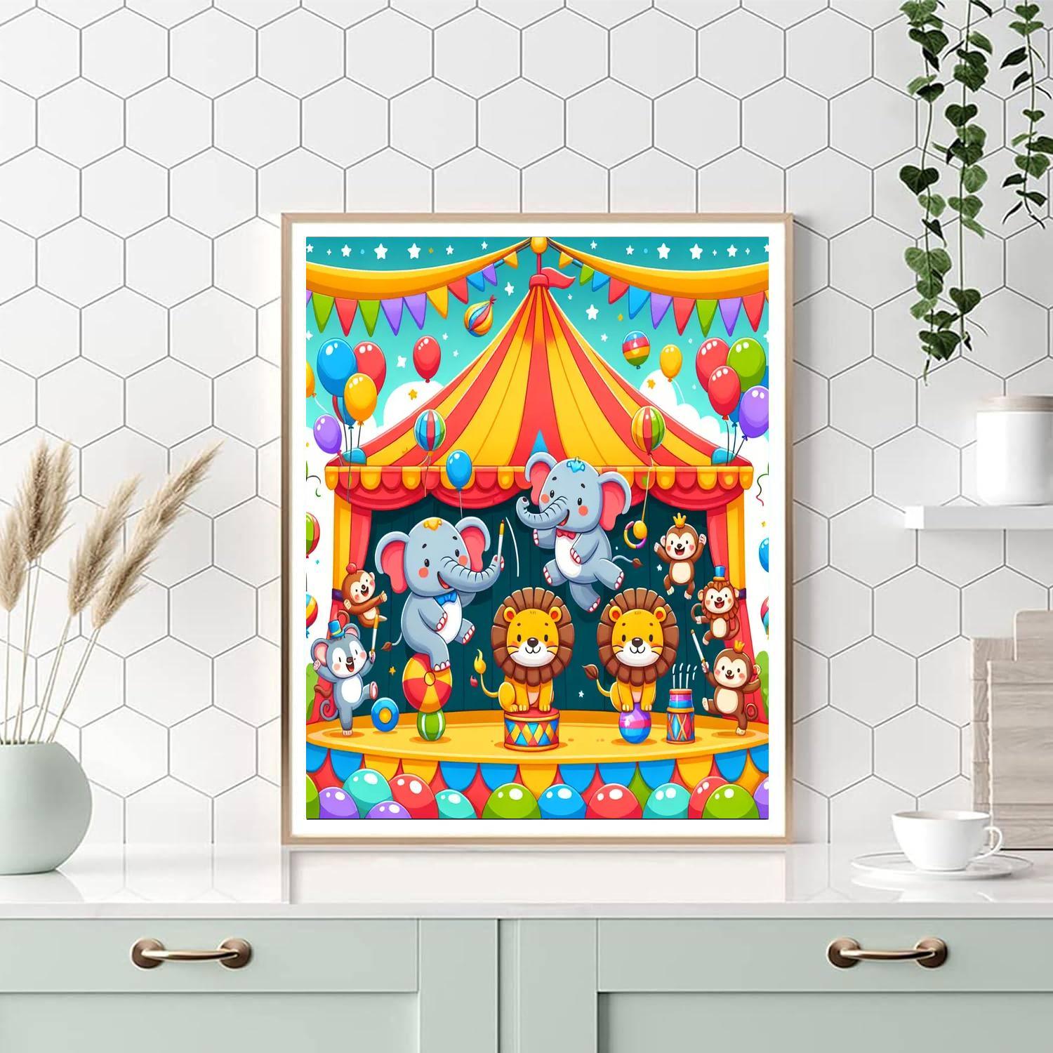 Adventurous Animal Circus Number Painting