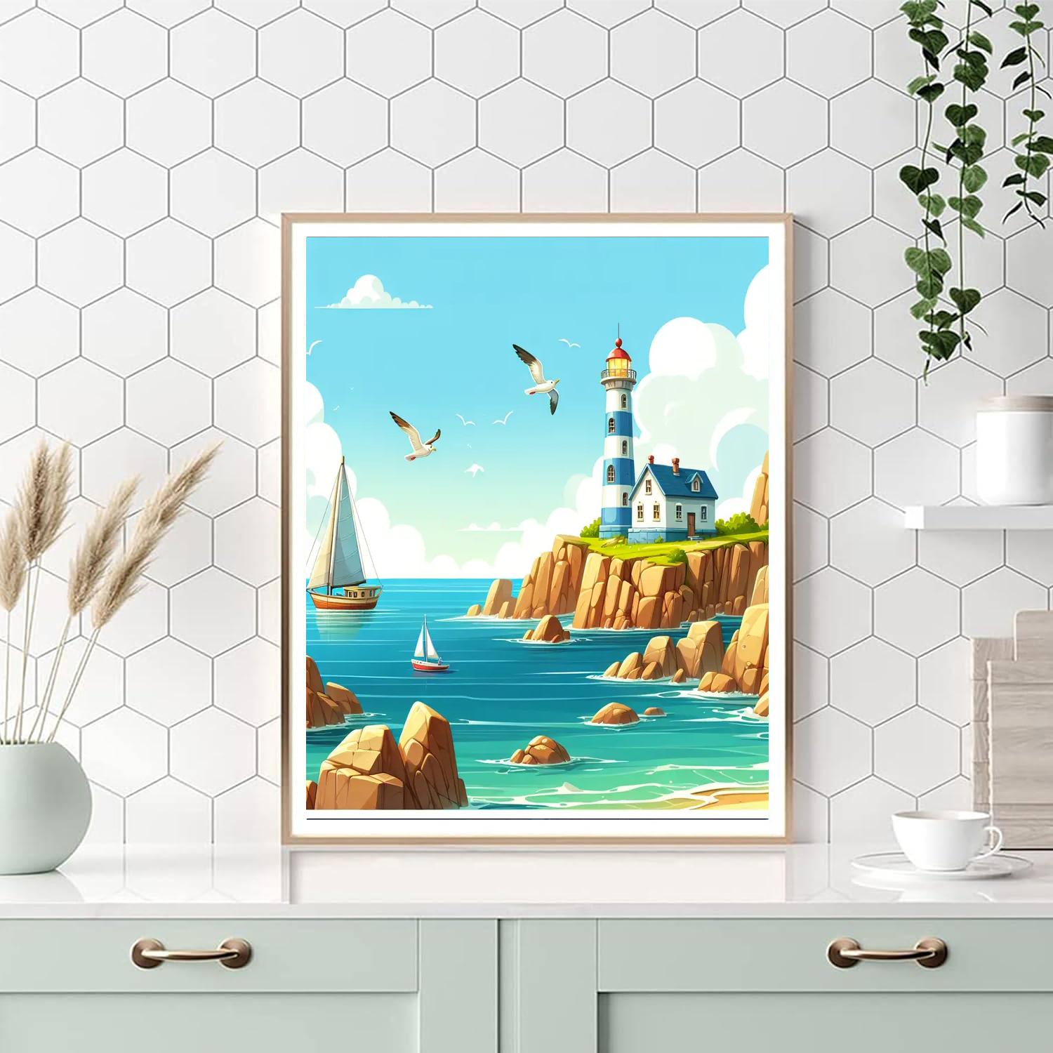Seaside Lighthouse Escape Painting Number Kit