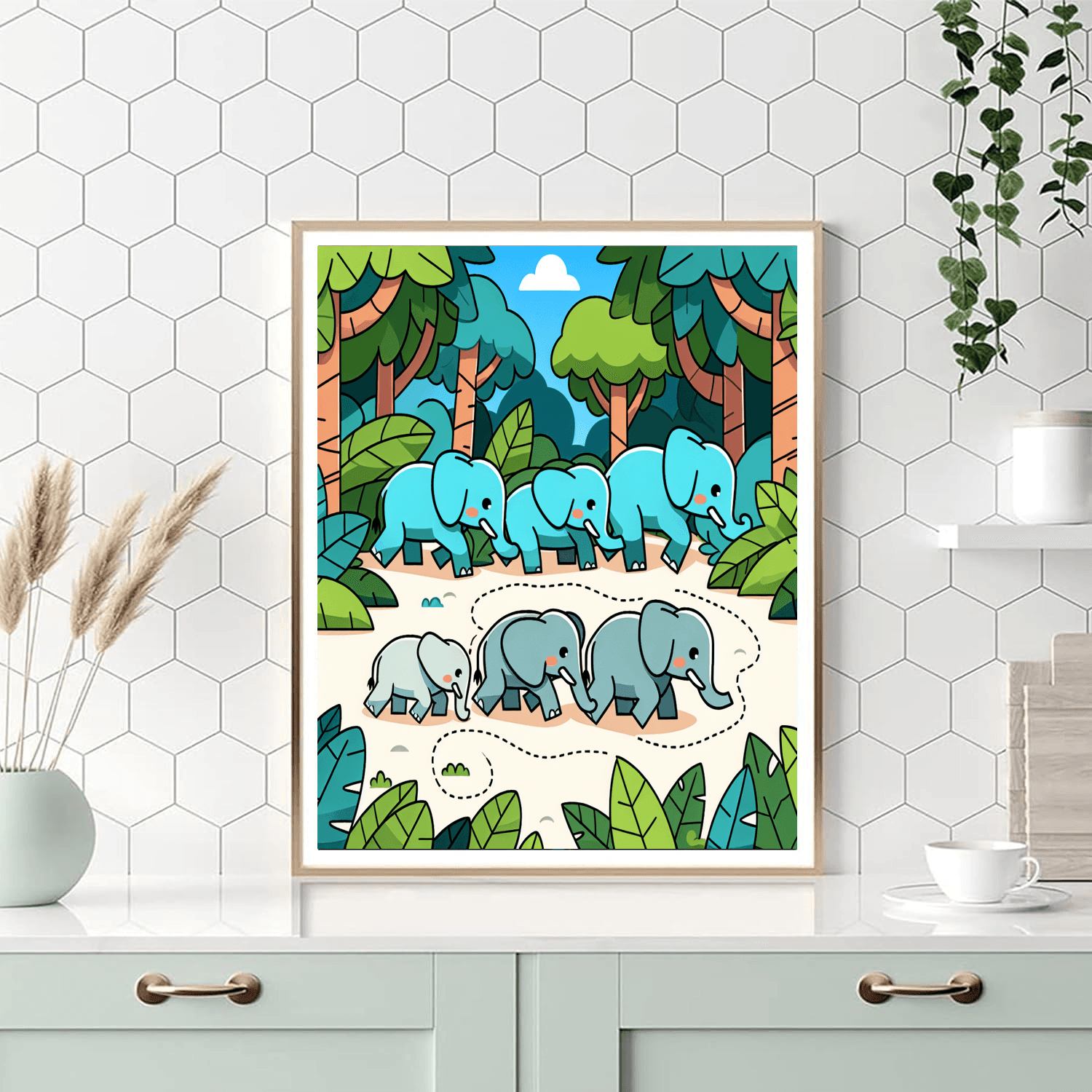 Jungle Expedition With Adventurous Elephants Paint By Number