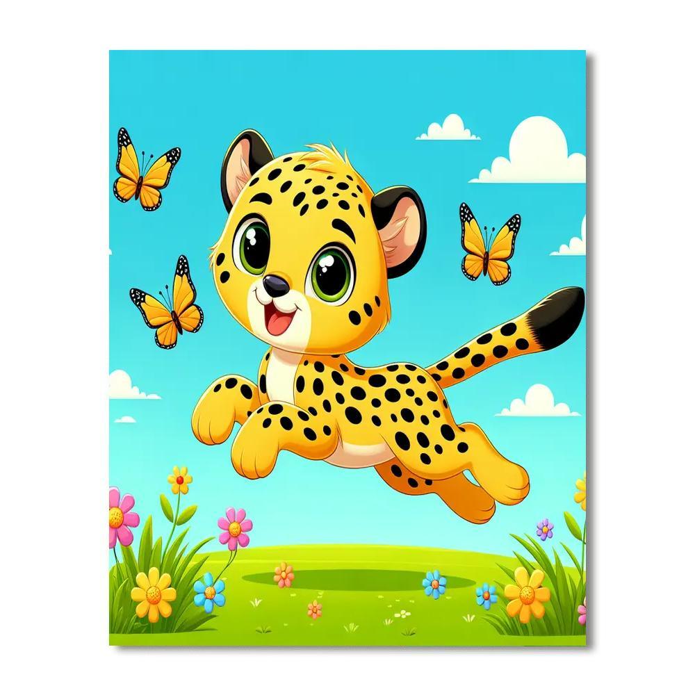 Charming Cheetah Cub Painting Number Kit