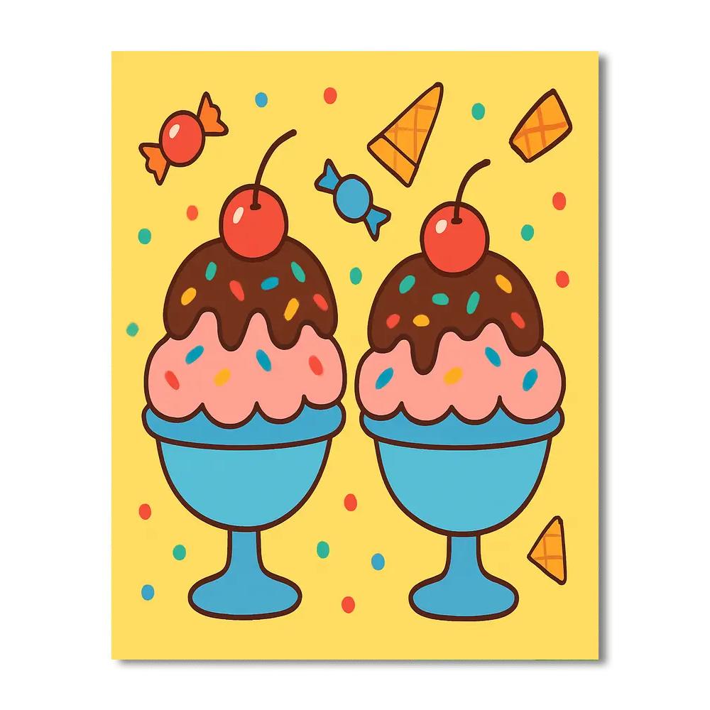 Ice Cream Sundae Delight DIY Paint By Numbers