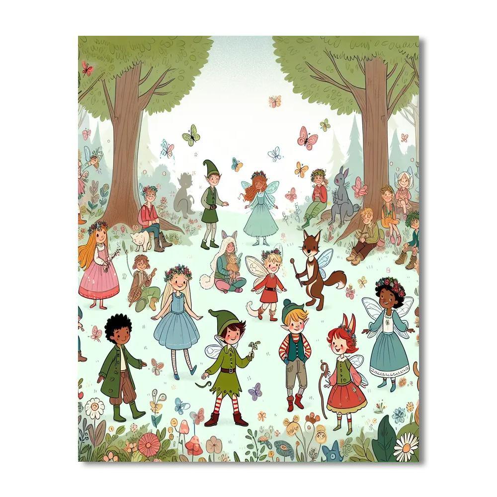 Cheerful Adventure In The Enchanted Forest Painting By Numbers Kit