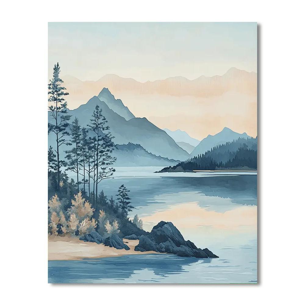 Zhao Mengfu Inspired Tranquil Shorelines  Numbered Painting Kits
