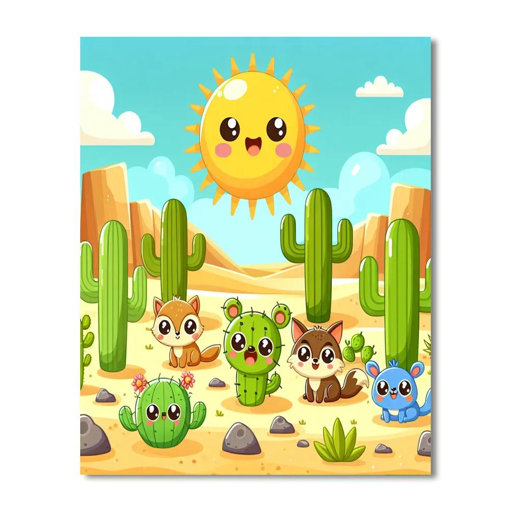 Charming Cactus Country Paint By Numbers Art
