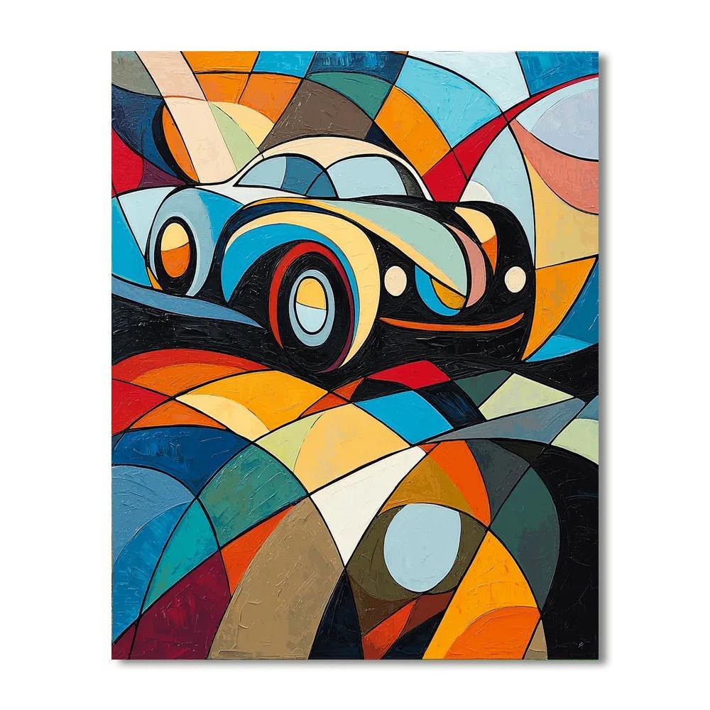 Picasso Inspired Retro Vehicle Adventure  Painting By Numbers Kit