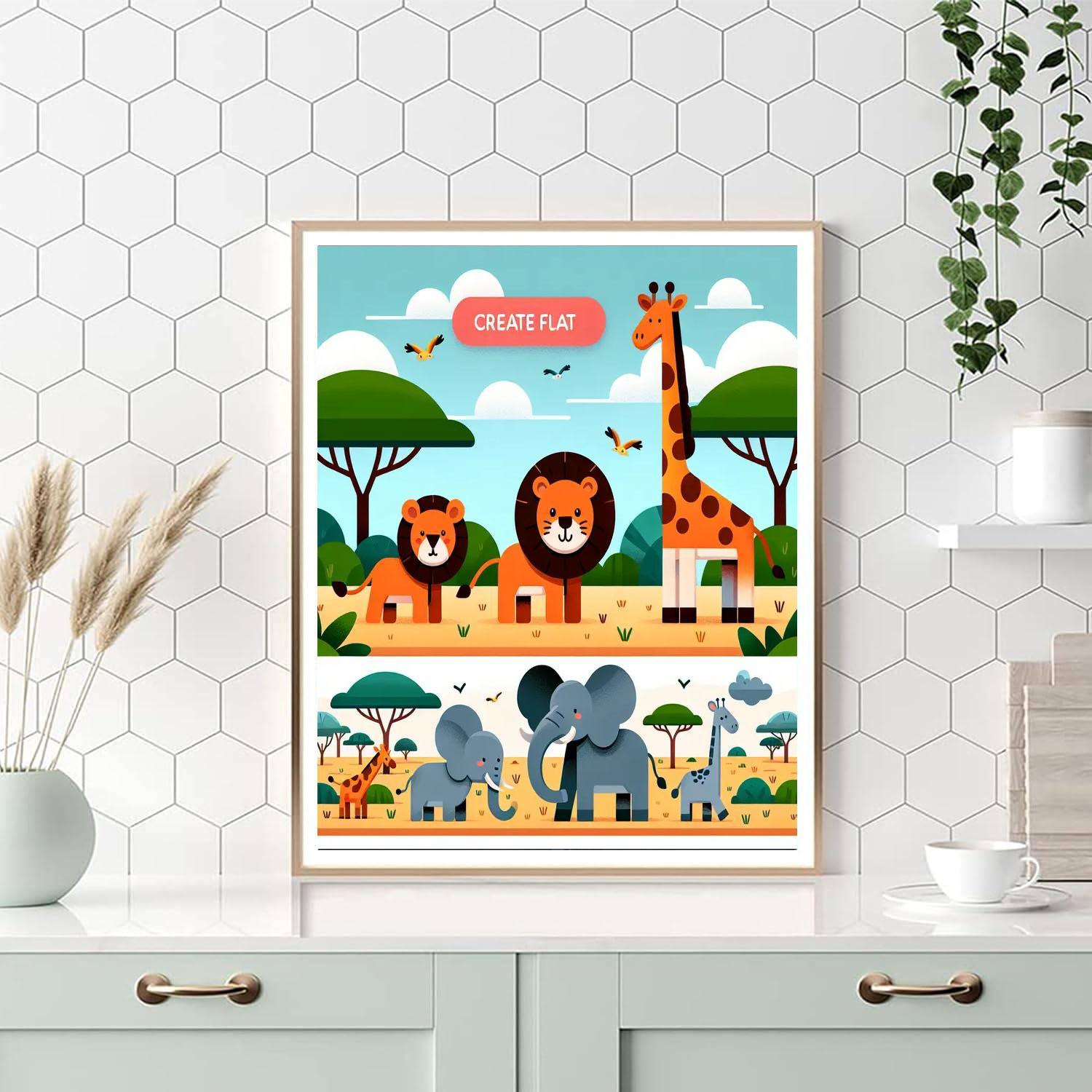 Safari Fun With Animal Friends Paint By Numbers Art