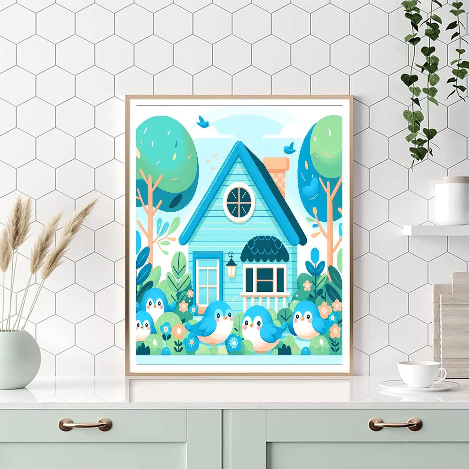 Blissful Bluebird Bungalow Numbered Painting Kits