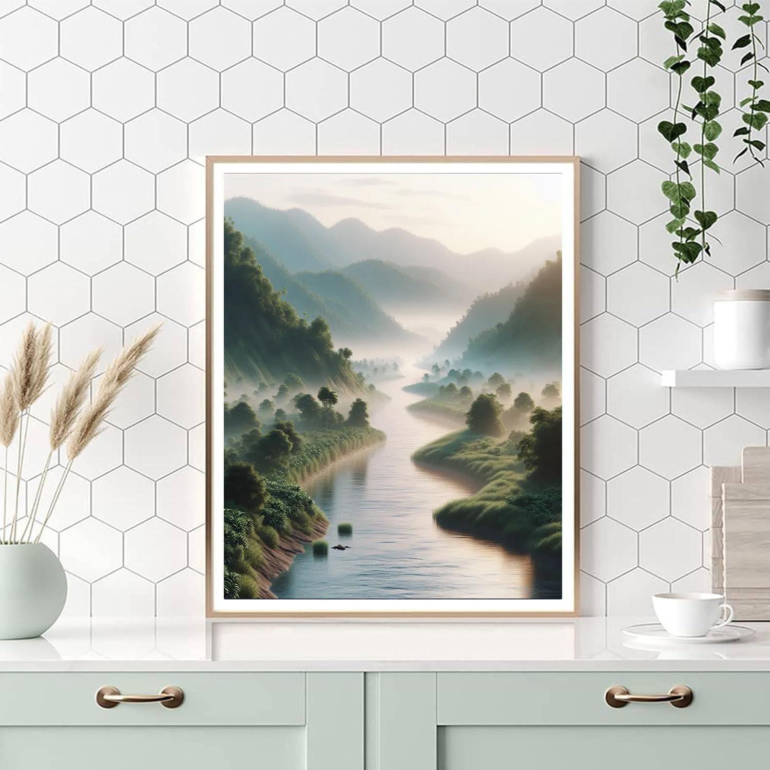 Misty River Journey Painting Number Kit