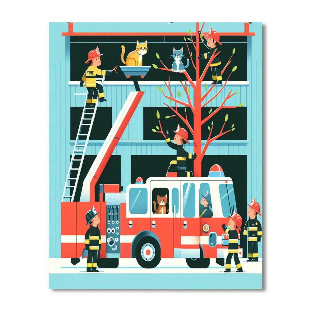 Friendly Firefighter Day DIY Paint By Numbers