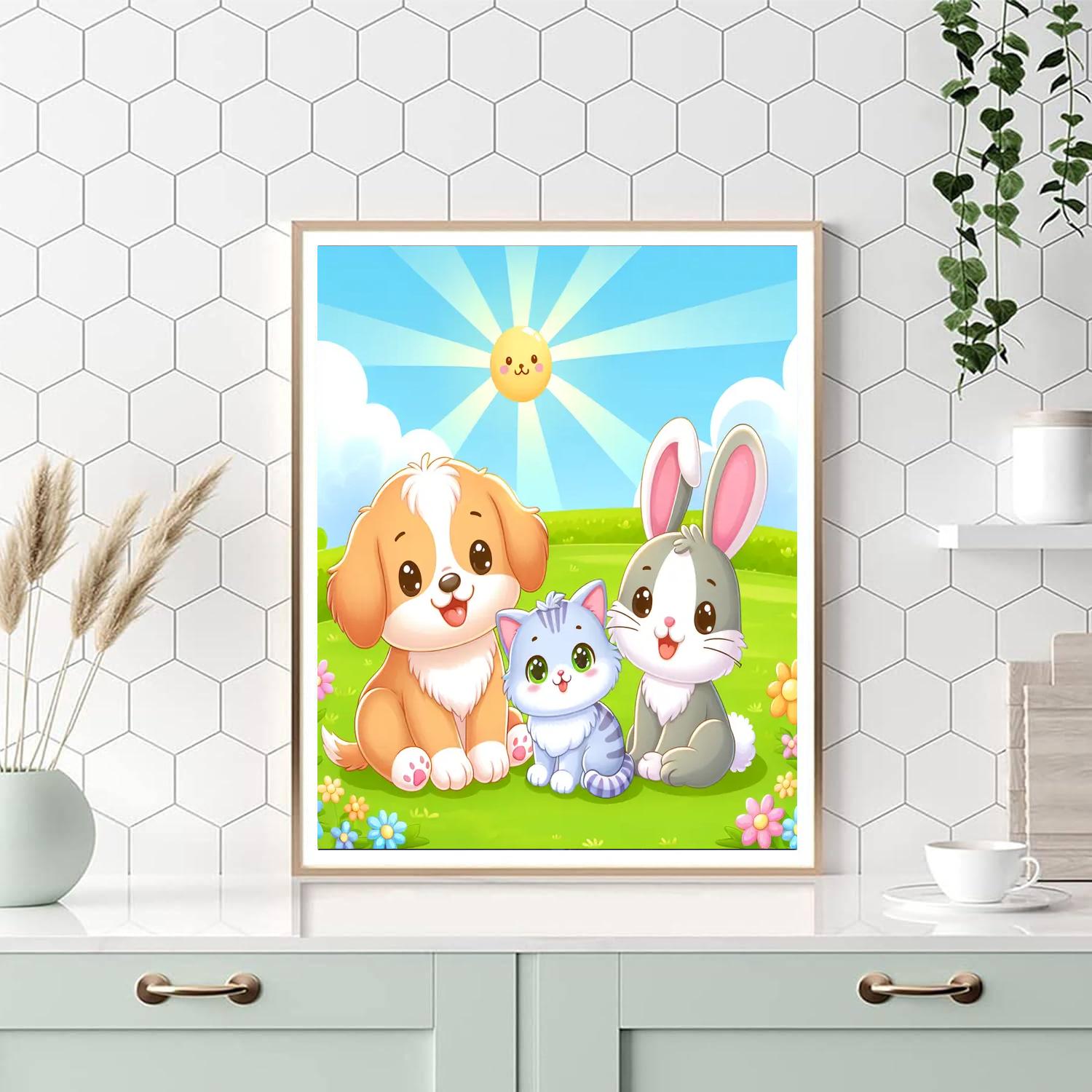 Cute Pet Playtime Numbered Painting Kits