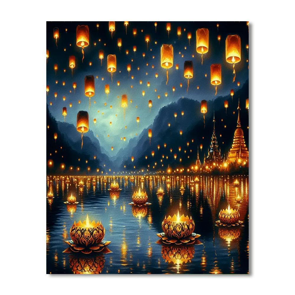 Loi Krathong - Chiang Mai, Thailand Paint By Color