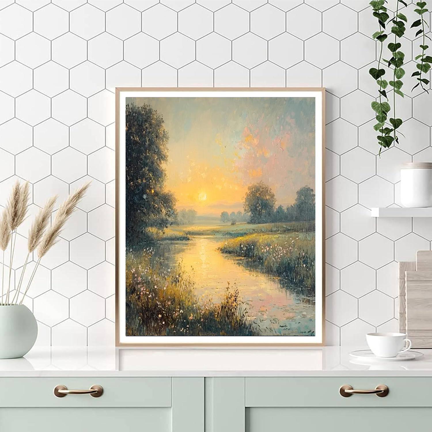Turner Inspired Radiant Sunrise Meadow  Paint By Numbers