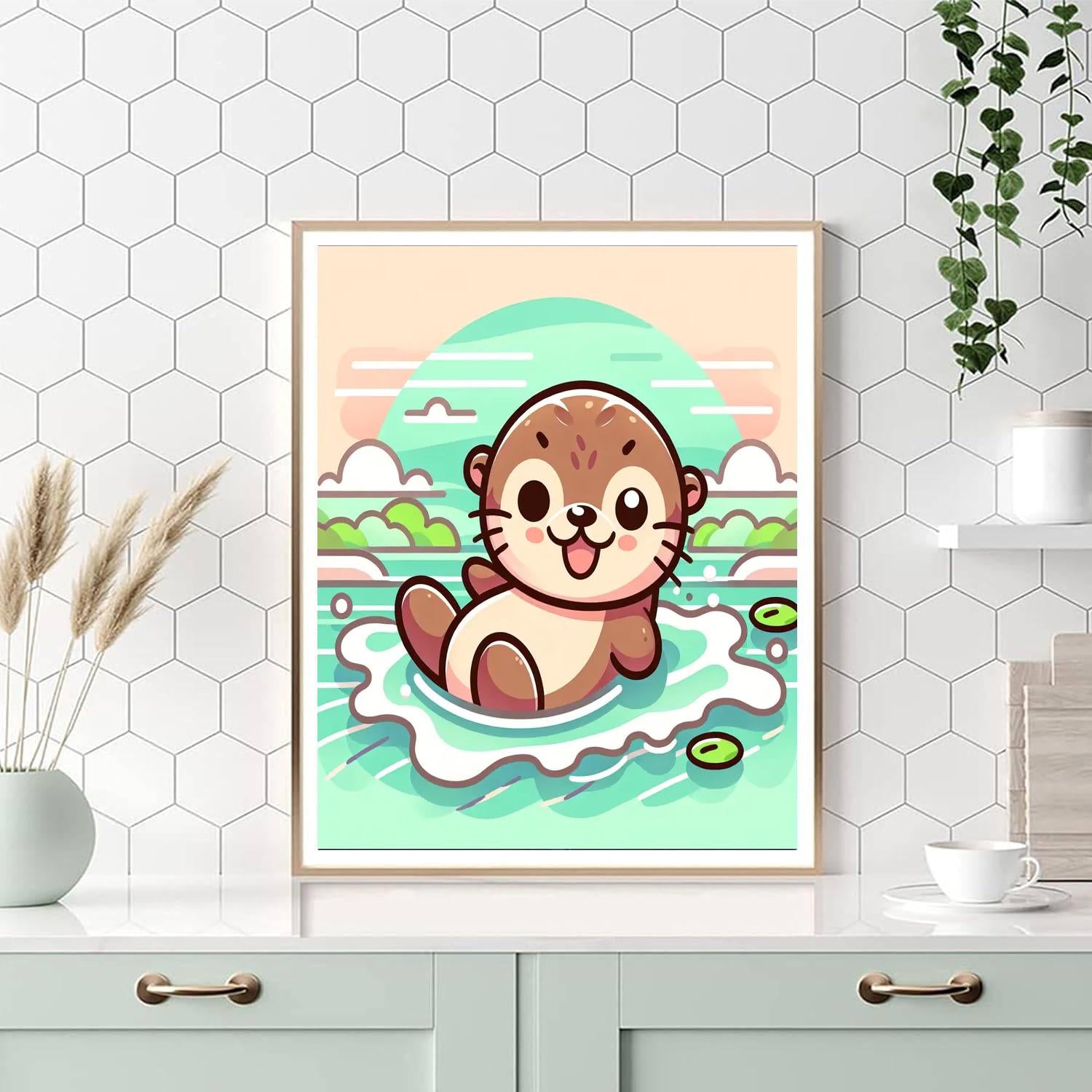Happy Otter Paint By Numbers Art