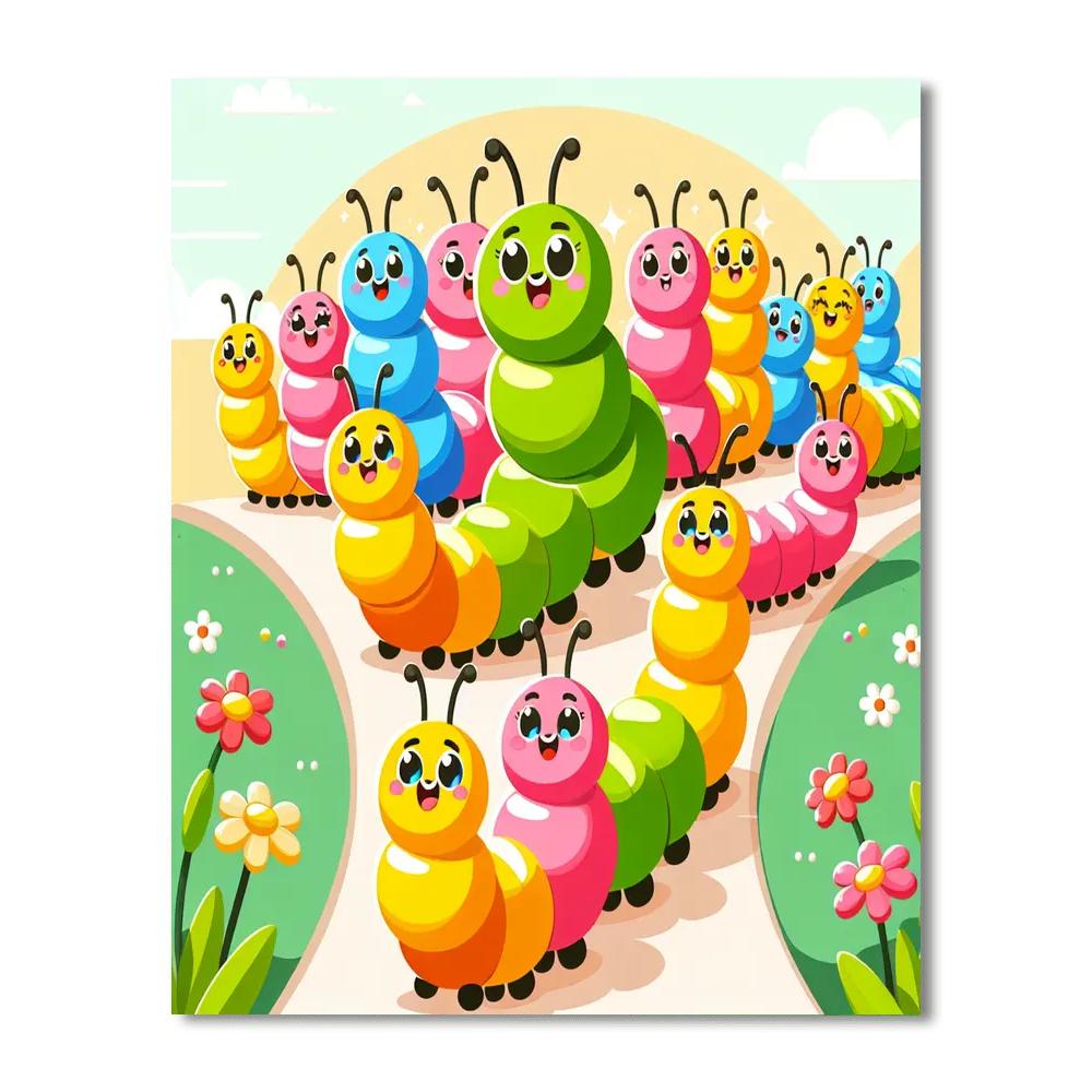 Happy Caterpillar Parade Number Painting