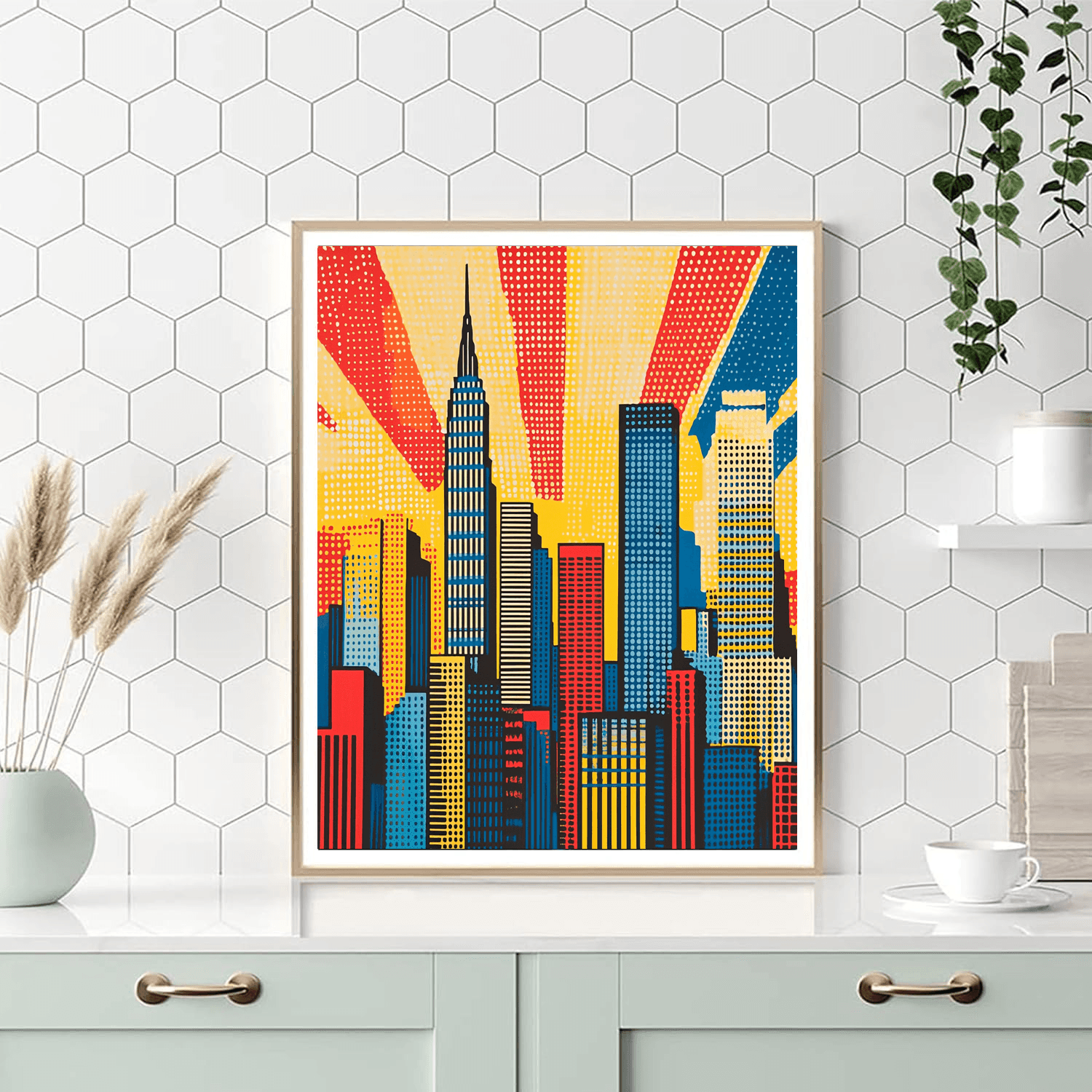 Roy Lichtenstein Inspired Pop Art Cityscape  Painting By Numbers Kit