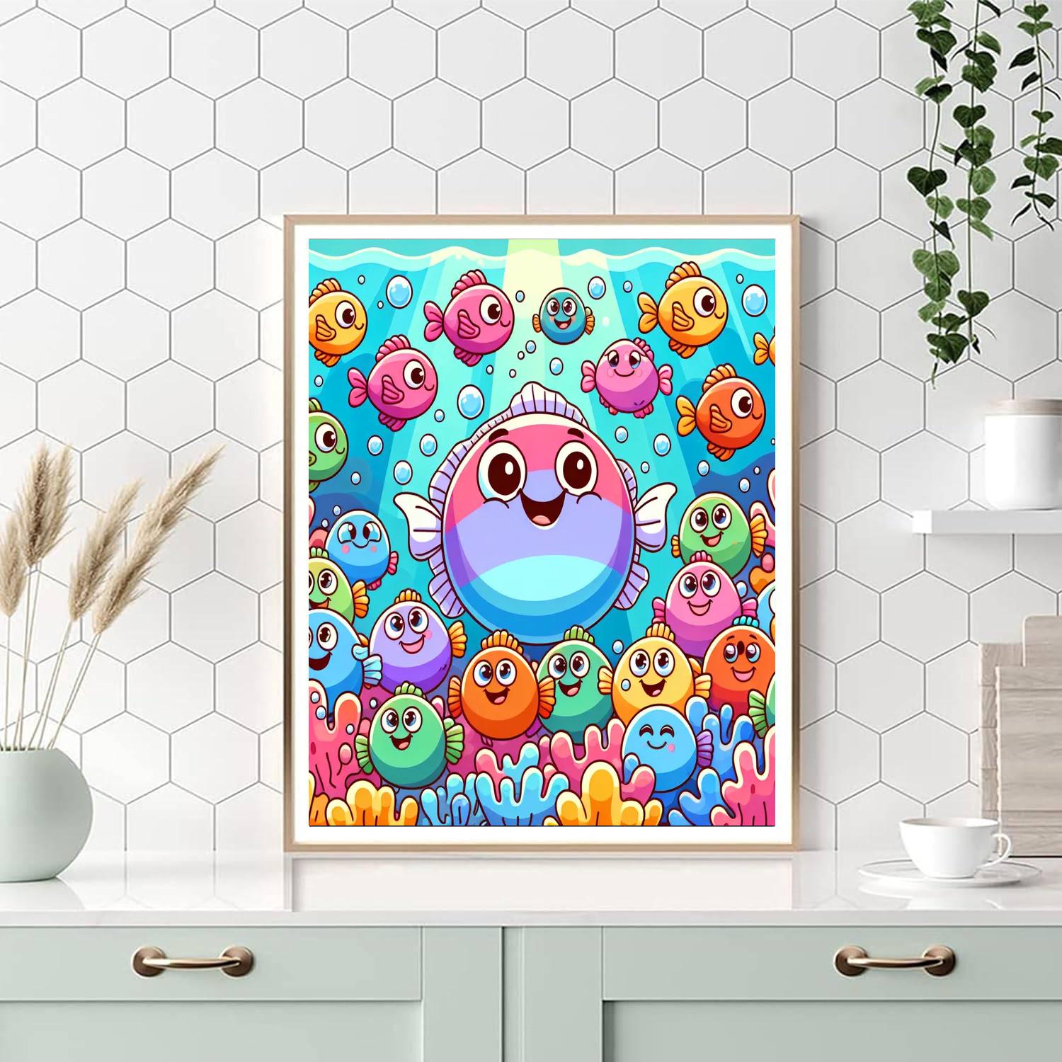 Friendly Fish Fiesta Number Painting