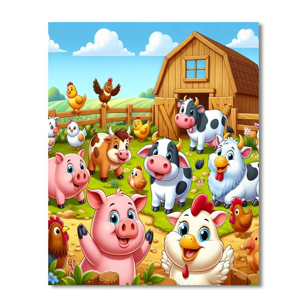 Fantastic Farmyard Frolic Number Painting