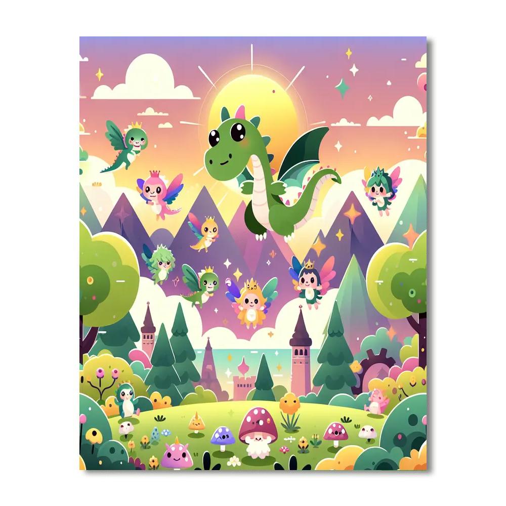 Fantasy Land With Magical Creatures Paint By Numbers Kits