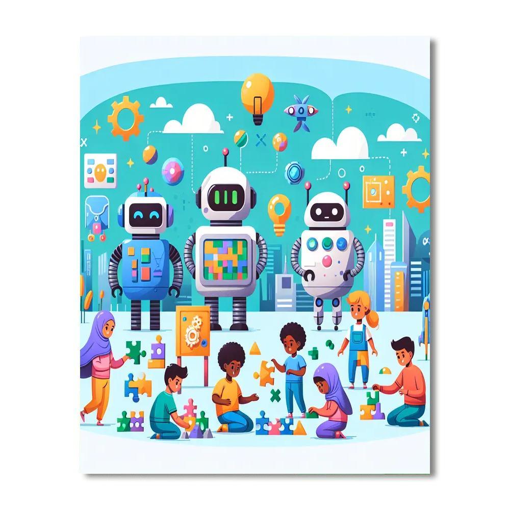 Robot Adventure League Number Painting