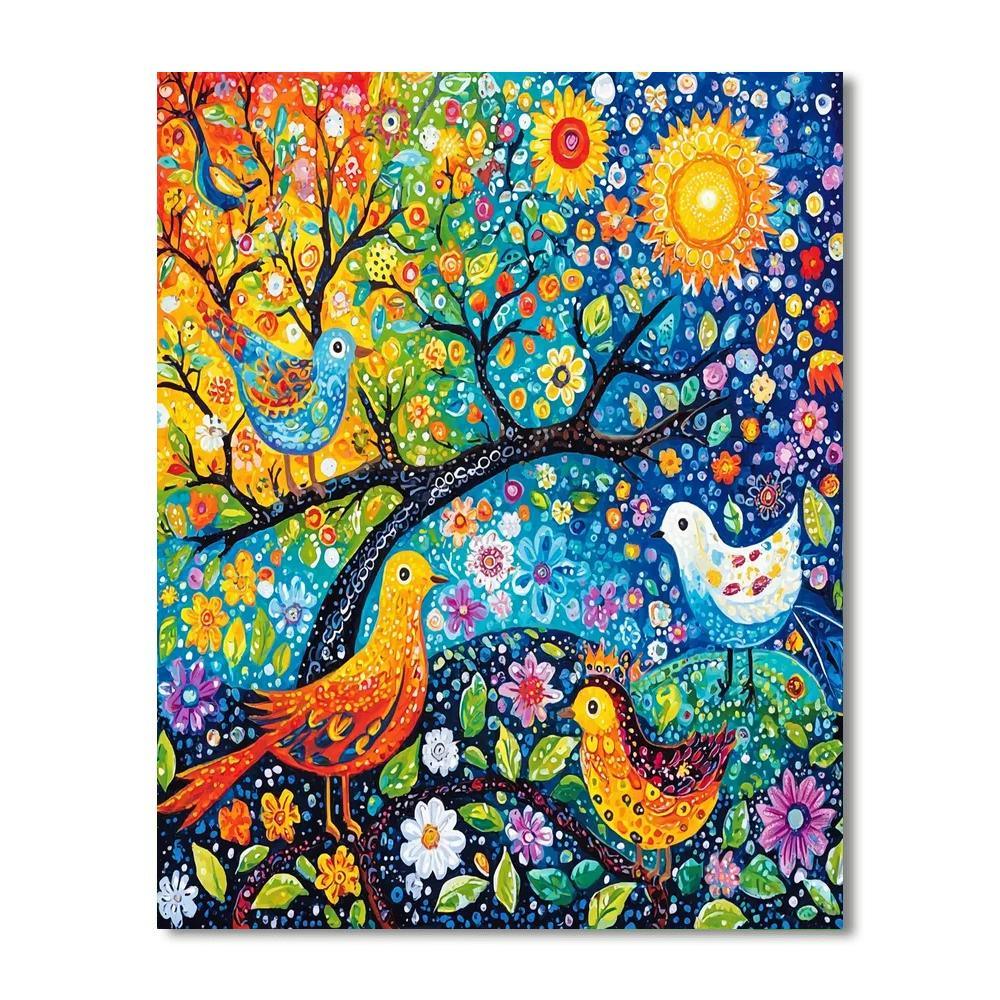Folk Art Inspired Inspired Vibrant Animals  DIY Paint By Numbers