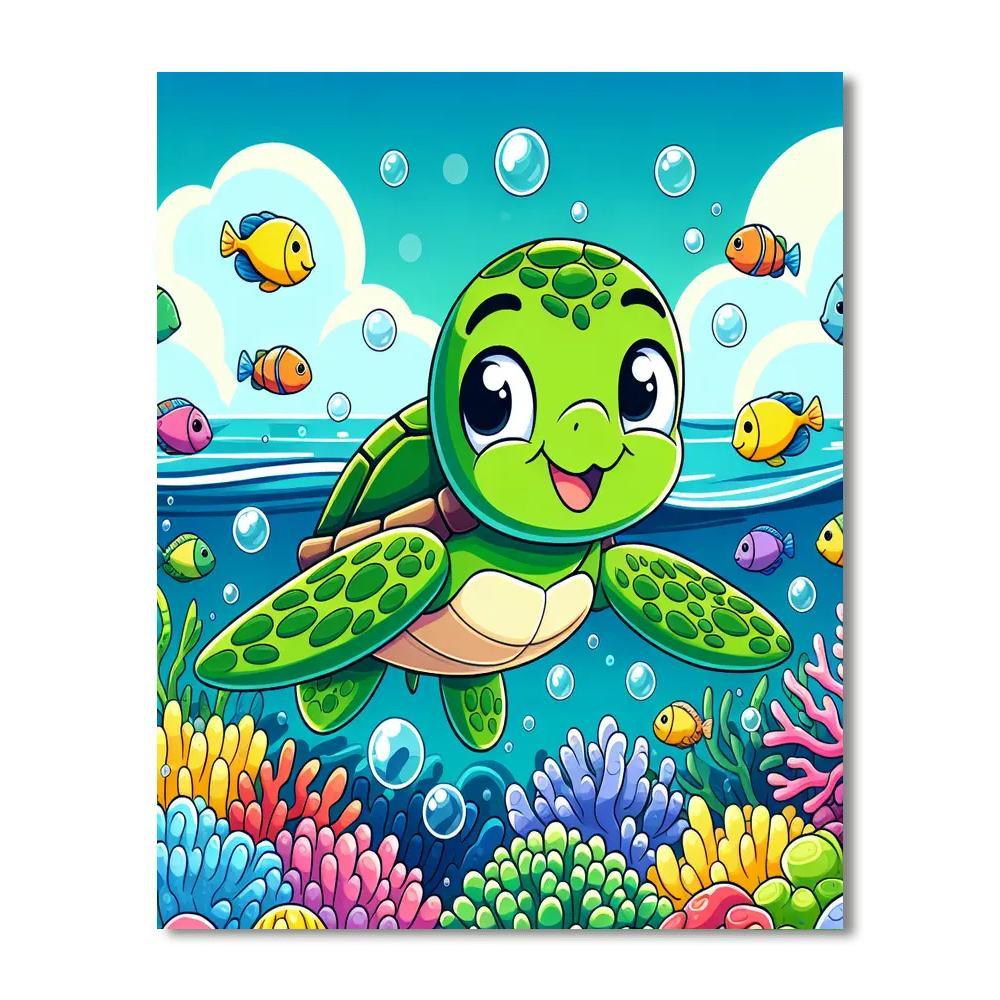 Sunny Sea Turtles Paint By Numbers Art