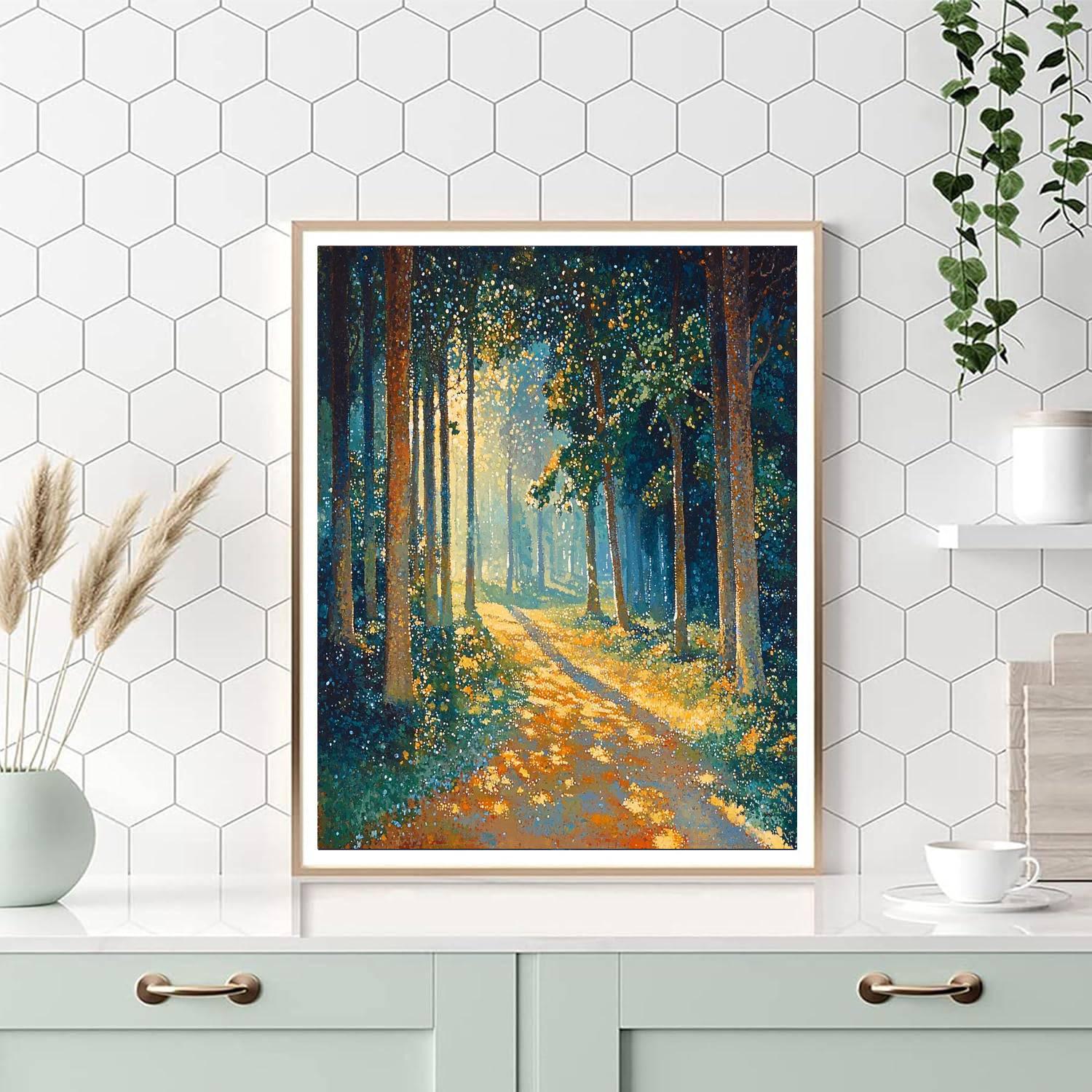 Georges Seurat Inspired Whimsical Woodland Realm  Paint By Numbers Art