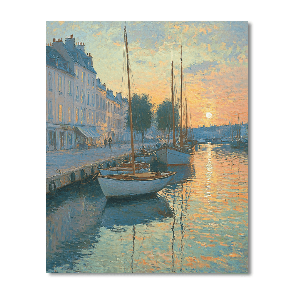 Claude Monet Inspired Monet's Tranquil Harbor  Paint By Numbers Art