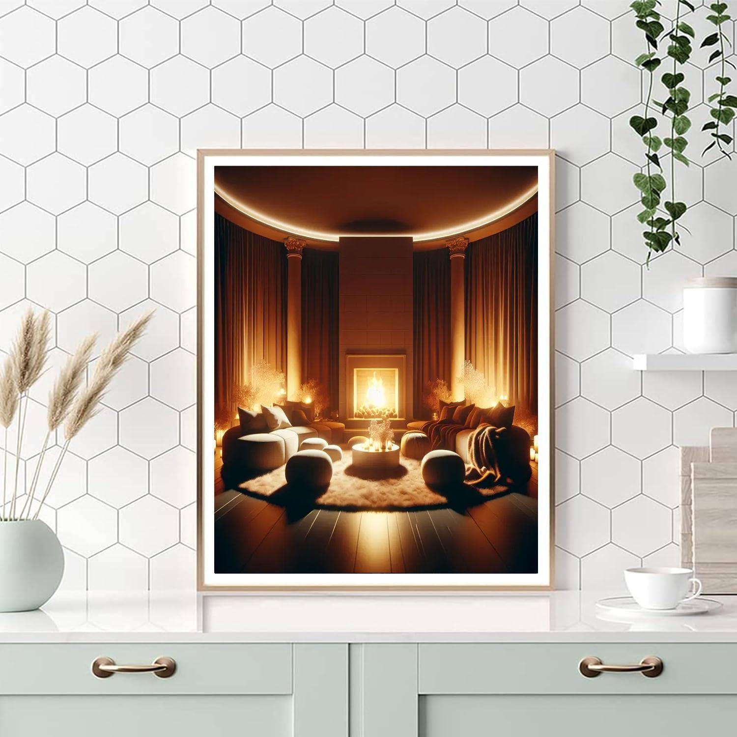 Cozy Fireplace Gathering Numbered Painting Kits
