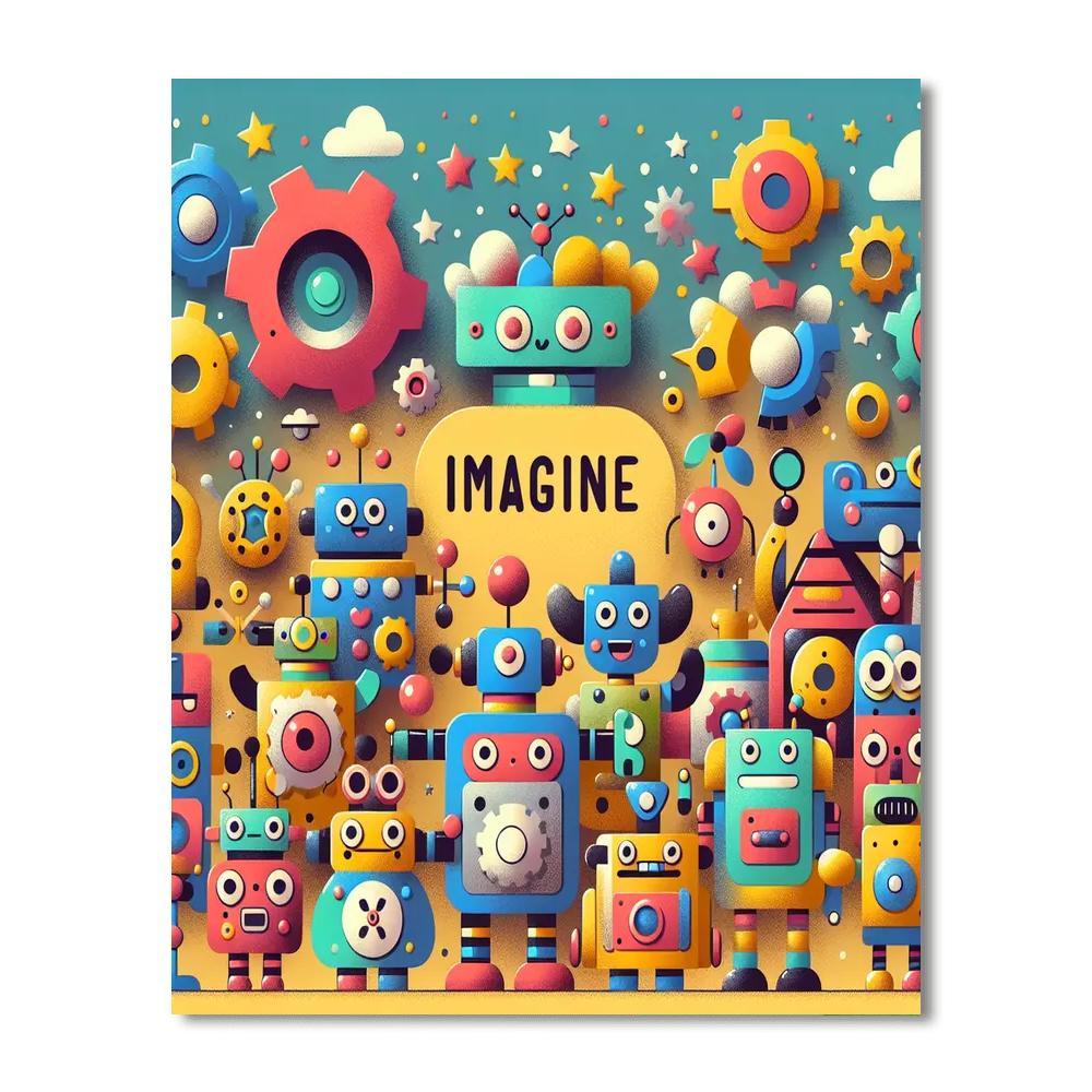 Whimsical Robots Painting By Numbers Kit