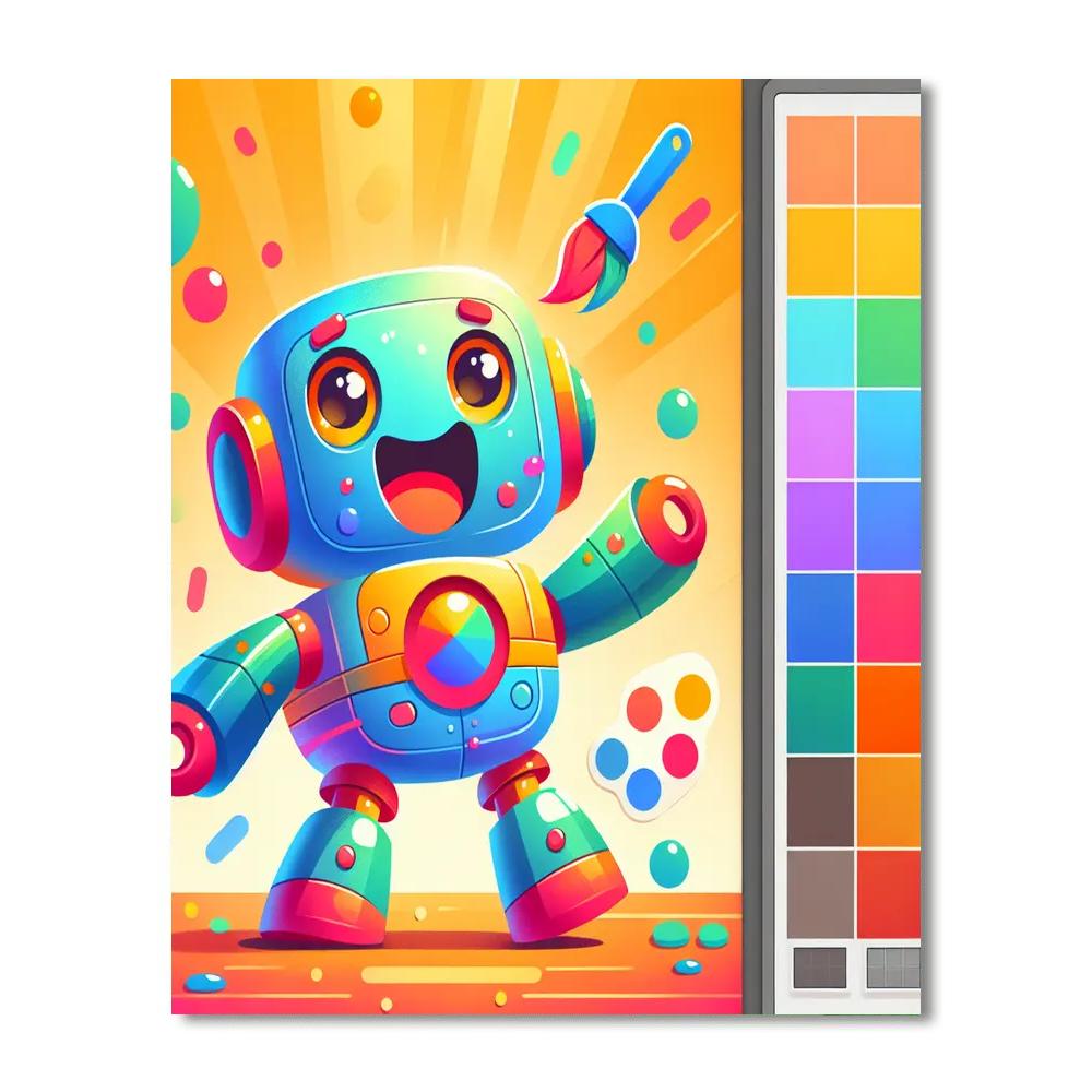 Colorful Robot Friends Number Painting